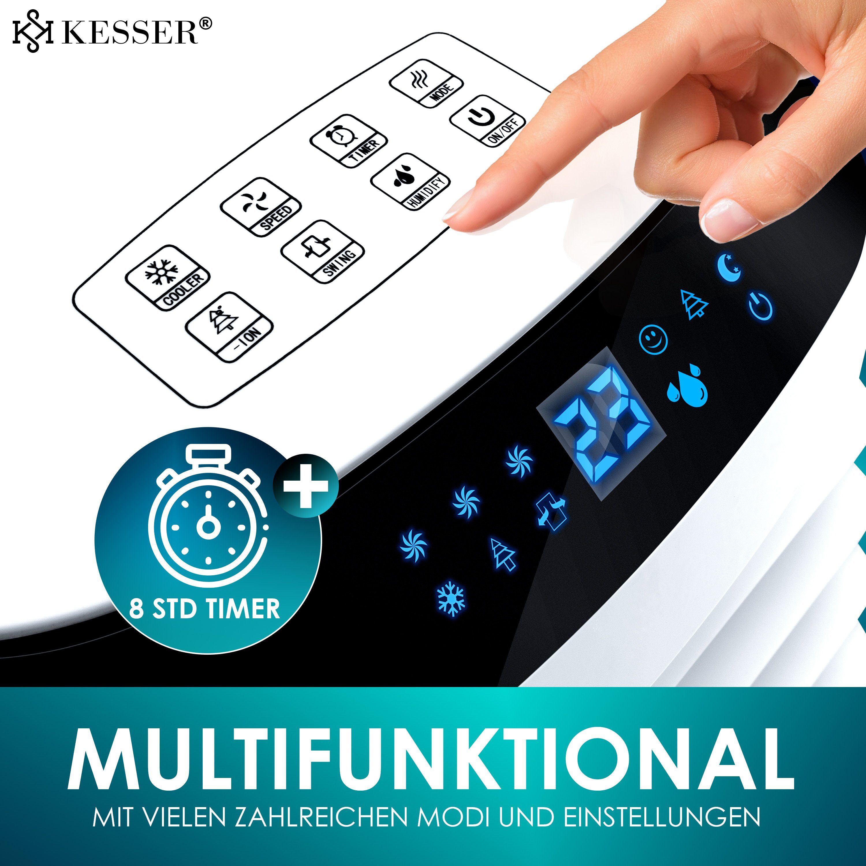KESSER Turmventilator, 4in1 Mobile Klimaanlage Fernbedienung Klimagerät Ventilator