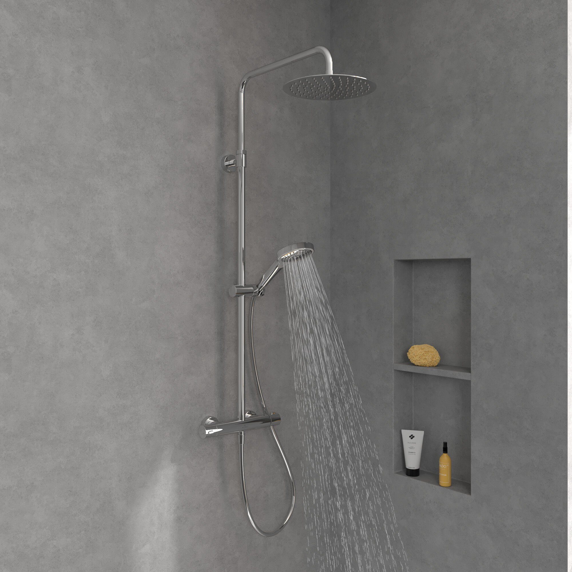 3 cm, Villeroy Strahlart(en), Mit Boch Chrom Umsteller Showers, & 109.3 Höhe Duschsystem Verve -