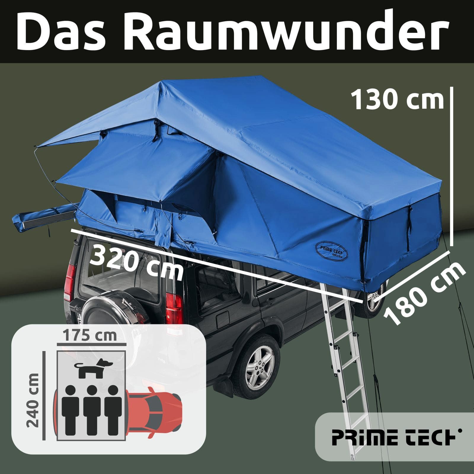 Prime Tech Dachzelt Extended XL, Personen: 3