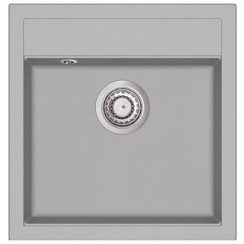 vidaXL Küchenspüle Spülbecken Granit-Küchenspüle Einzelbecken Grau, 49/51 cm