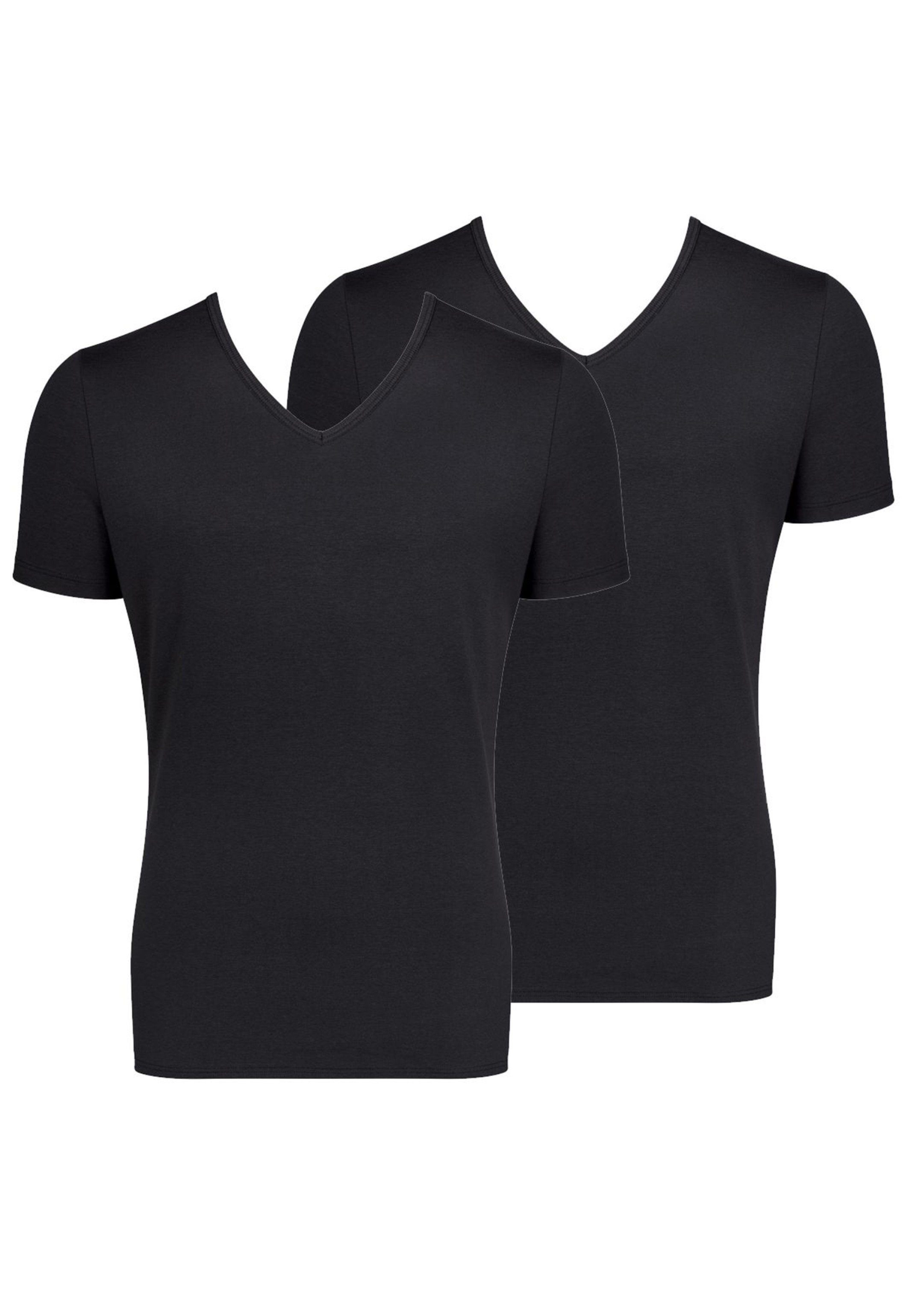 Dieses Jahr ist auch ein heißes Thema Sloggi Unterhemd 2er Pack 2-St) Kurzarm Schwarz / Organic Cotton Unterhemd Shirt (Spar-Set, Go - Baumwolle - Atmungsaktiv 