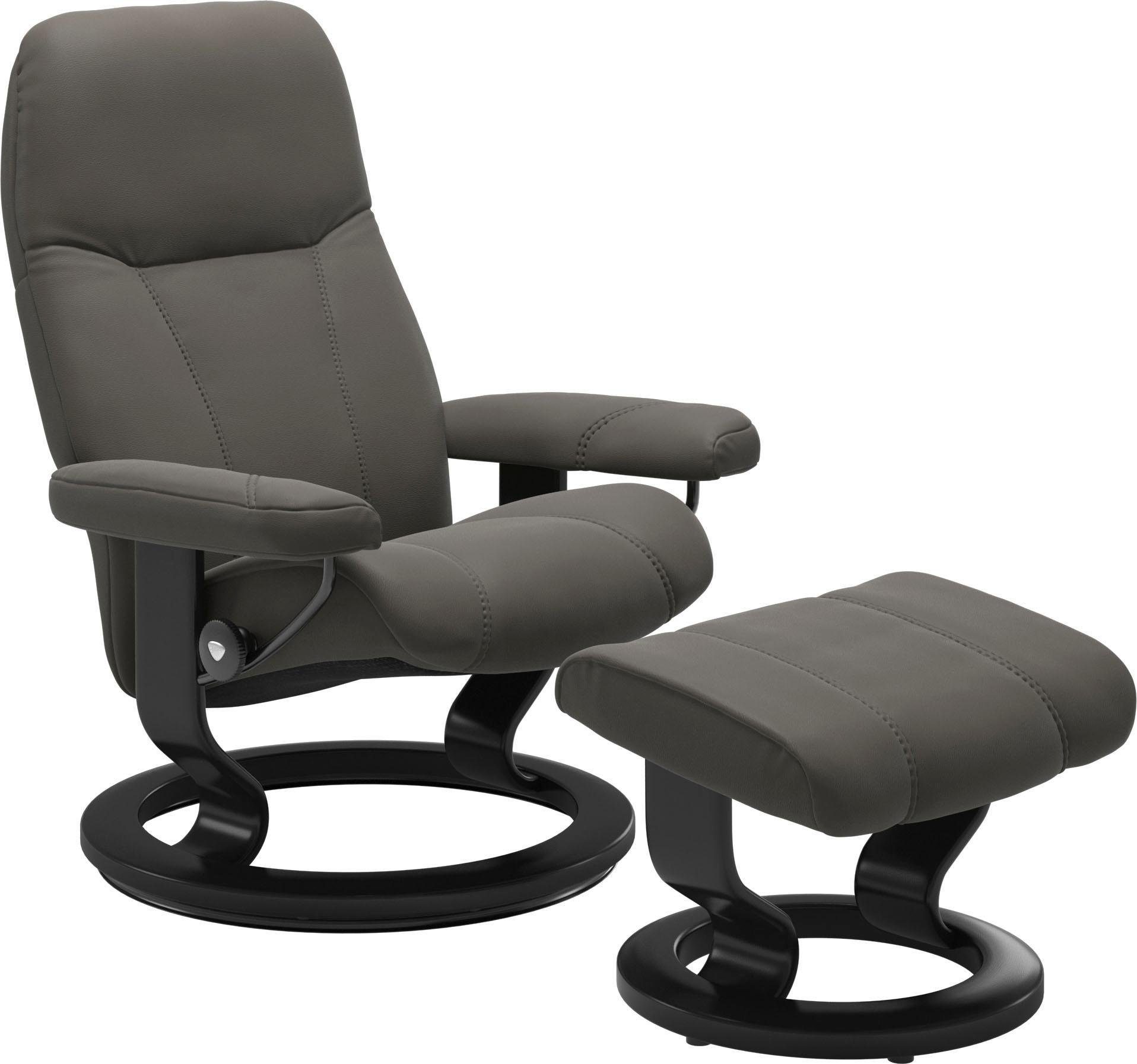 Hocker), Hocker, Relaxsessel (Set, mit Schwarz Stressless® Relaxsessel Consul mit Gestell Classic Größe Base, S, mit