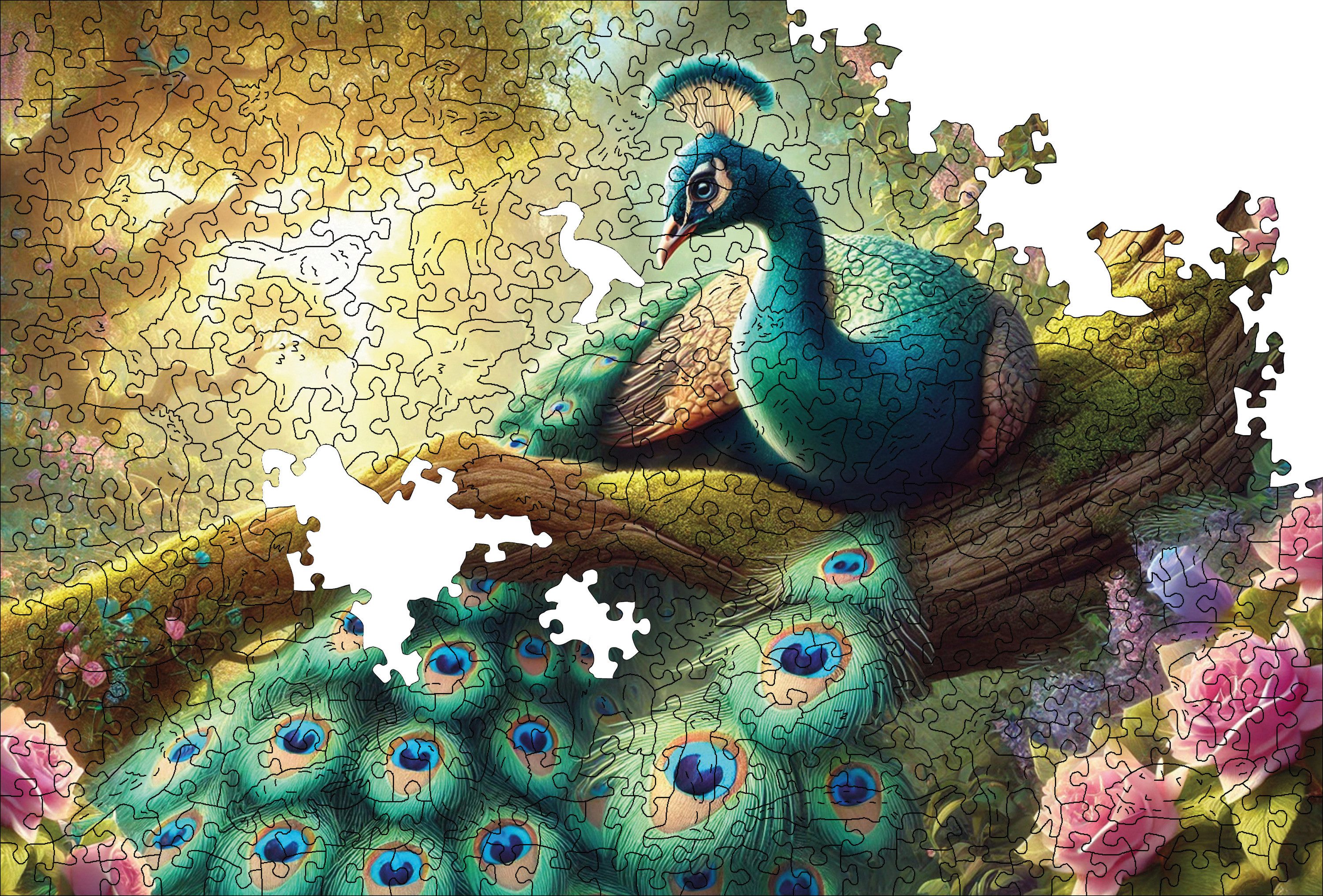 HCM KINZEL Puzzle Holzpuzzle Mystischer Pfau, günstig online kaufen