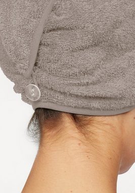 my home Turban-Handtuch Juna, Turban (2 Stück), 100% Baumwolle, Walkfrottee (2-St), mit Knopfverschluss am Hinterkopf, einfarbiges Haar-Handtuch