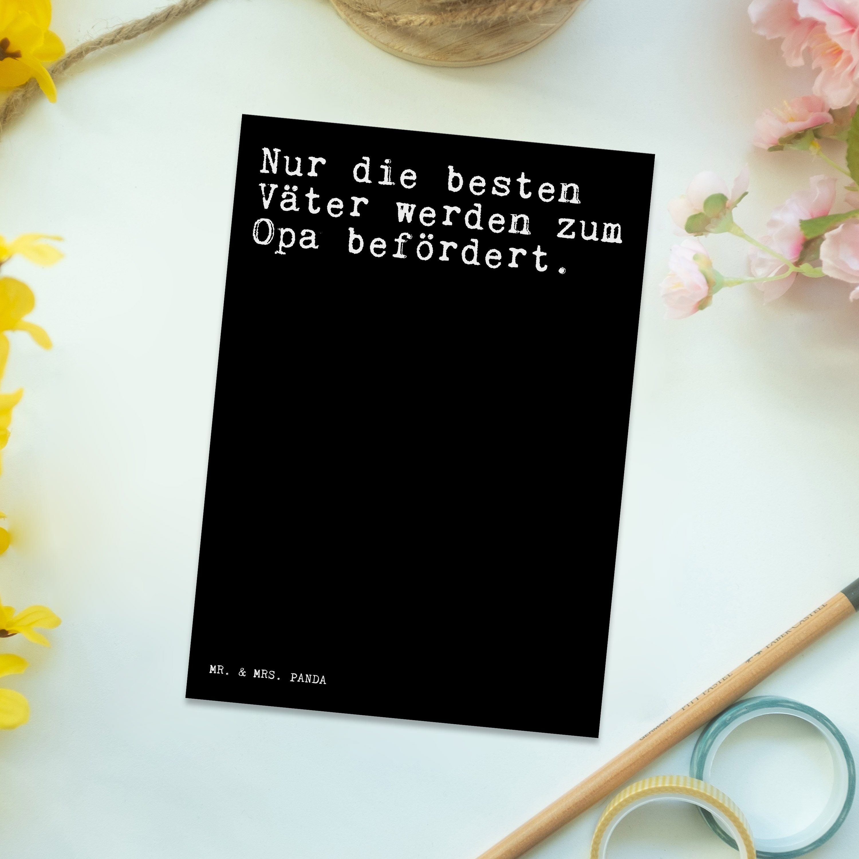 besten Mrs. die Väter... Postkarte Mr. Schwarz Panda Vater, Nur - - Einladun Geschenk, & lustig,