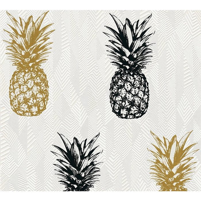 A.S. Création Vliestapete Il Decoro mit tropischen Ananas` strukturiert Motiv Floral Tapete Ananas