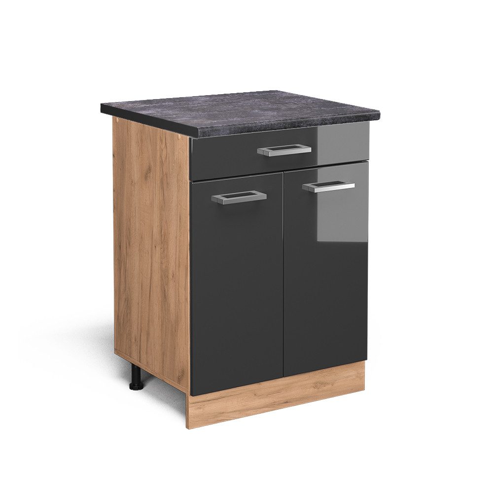 Vicco Unterschrank R-Line, Anthrazit Hochglanz/Goldkraft Eiche, günstig online kaufen