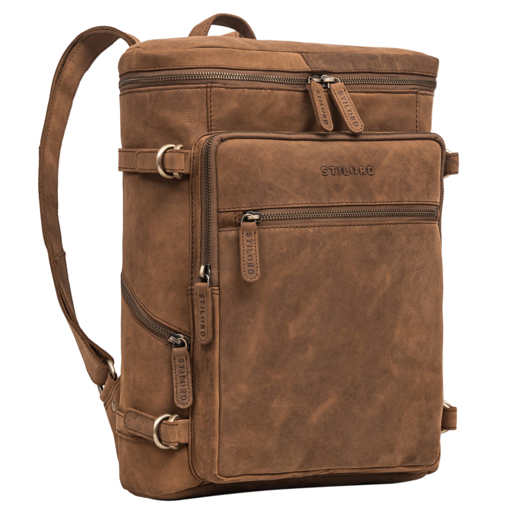 STILORD Notebookrucksack "Alvar" Businessrucksack Laptop-Fach 15.6 Zoll Herren Damen Echtleder