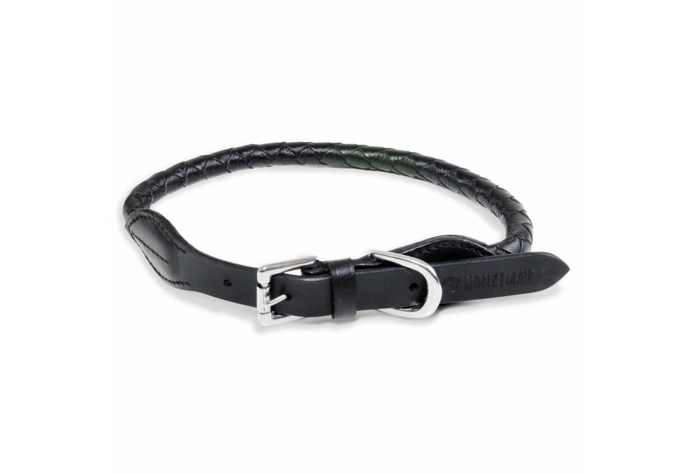 Thumbnail - Monkimau Hunde-Halsband Hundehalsband Leder Halsband Hund schwarz rund geflochten S-XS, Leder