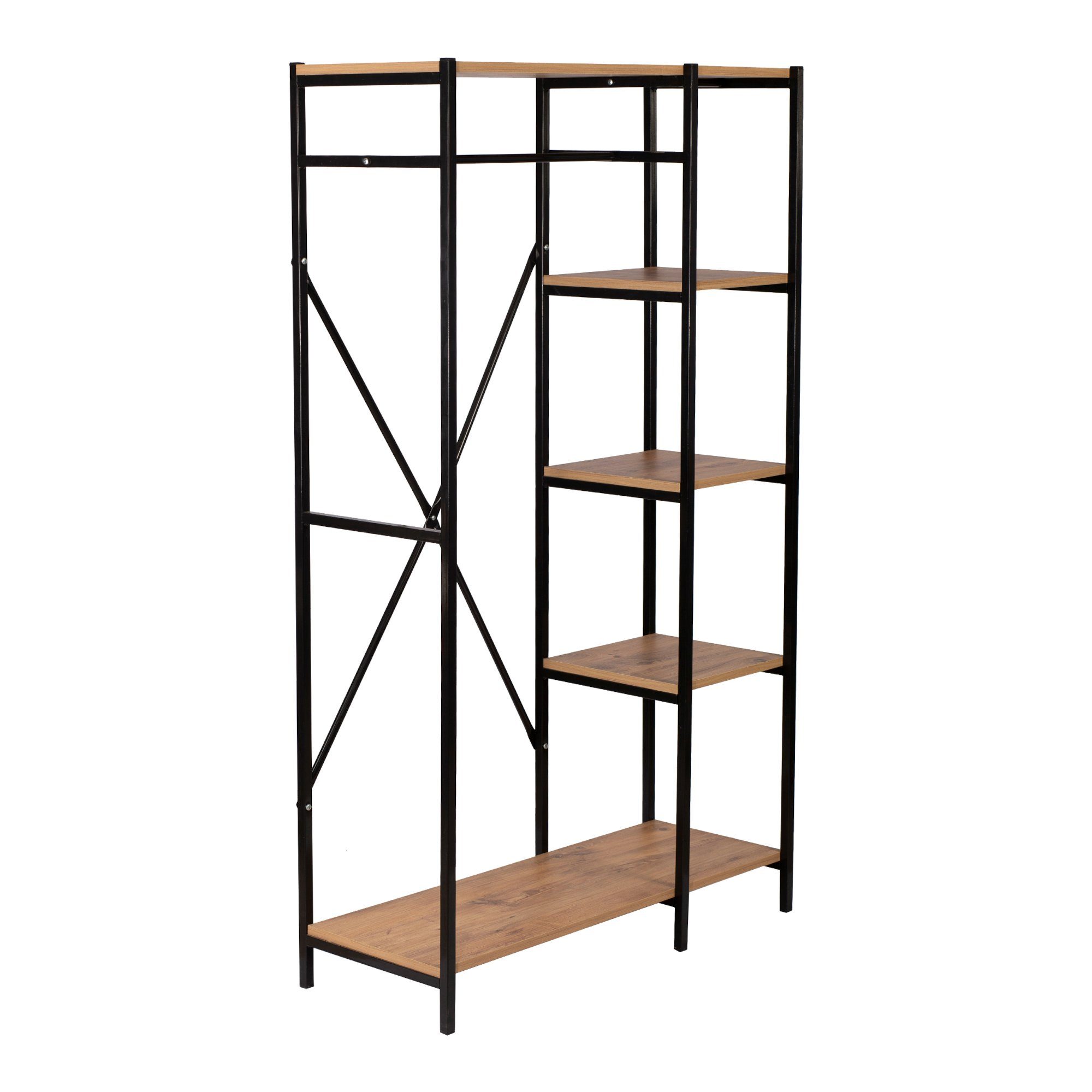 en.casa Garderobenständer, »Hvidovre« Kleiderständer freistehend 170x100x35cm Schwarz / Holz