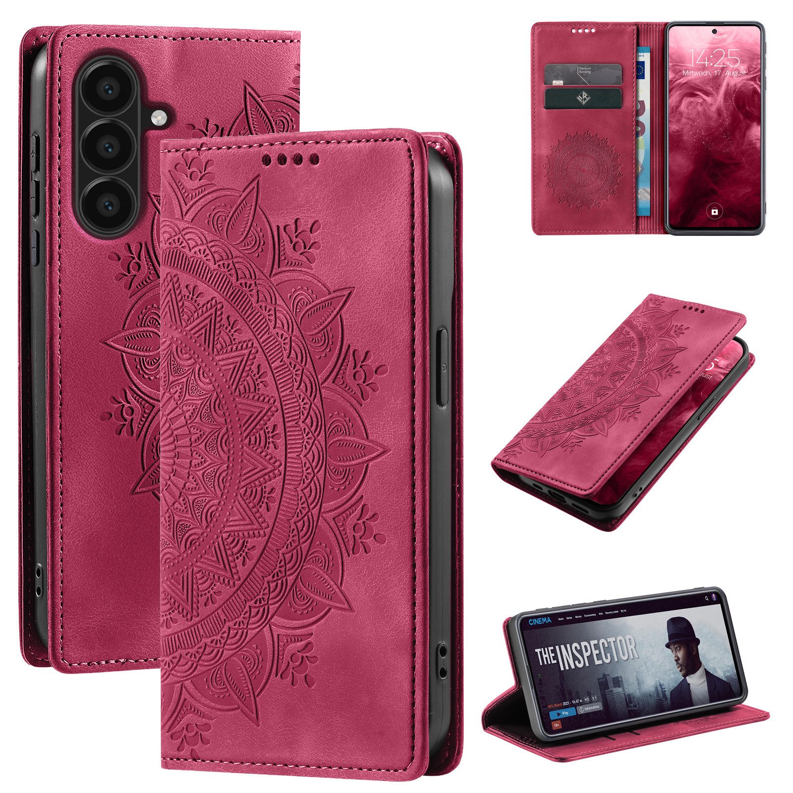 Tec-Expert Handyhülle Mandala Hülle Cover für Samsung Galaxy A56 5G 6.7 Zoll, 6.7", Klapphülle Case Tasche mit Kartenfächern und RFID Schutz