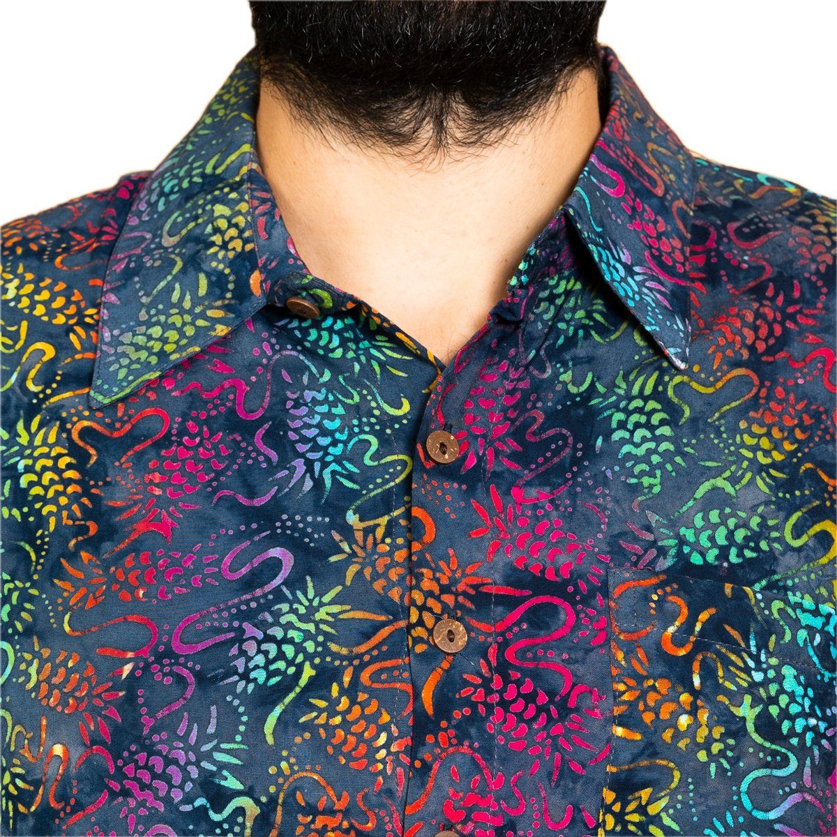 PANASIAM Hawaiihemd Kurzarmhemd mit Kragen Wachsbatik Herren Hemd in lebendigen Mustern und leuchtenden Farben langlebiges Sommerhemd Freizeithemd