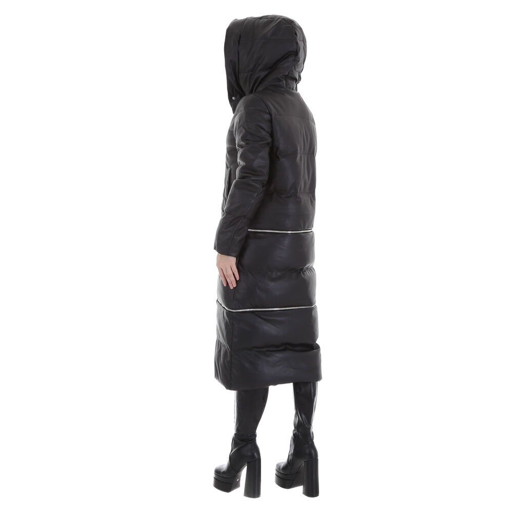 Ital-Design Wintermantel Damen Freizeit Schwarz Gefüttert Kapuze Mantel in