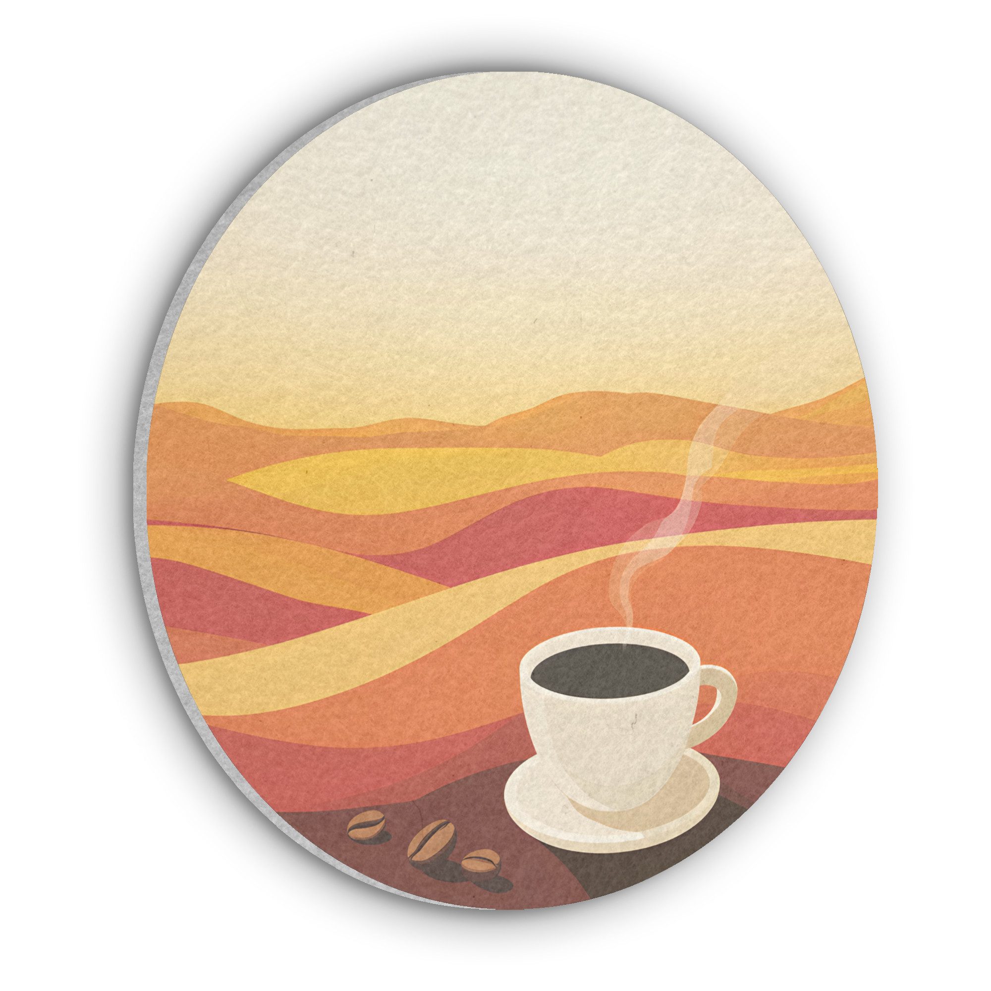MuchoWow Gemälde Kaffee - Landschaft - Orange - Kaffeebohnen, Fotodruck (1 St), Wandbilder für Esszimmer, Wanddeko Bilder Küche, 30x30 cm