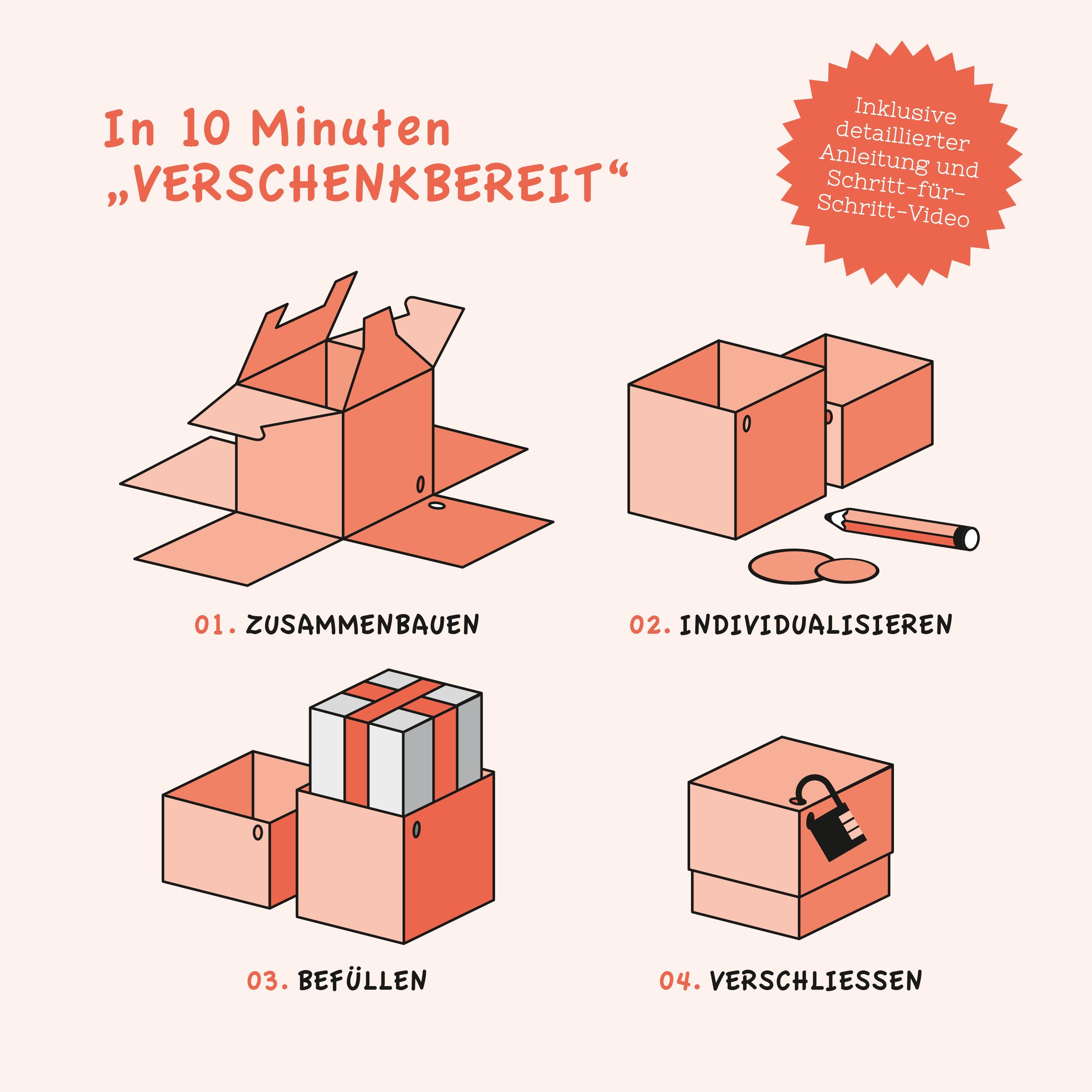 SURPRISA Geschenkbox Geschenkbox mit Samt und Glanz, Rätselbox für Geschenke und Gutscheine, zum Valentinstag, Jahrestag, Hochzeitstag