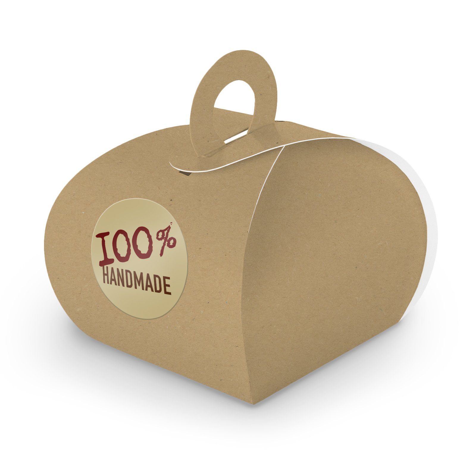 + 100% SET mit 24x Geschenkpapier itenga Handmade Griff braun Geschenkschachtel S (Motiv12)