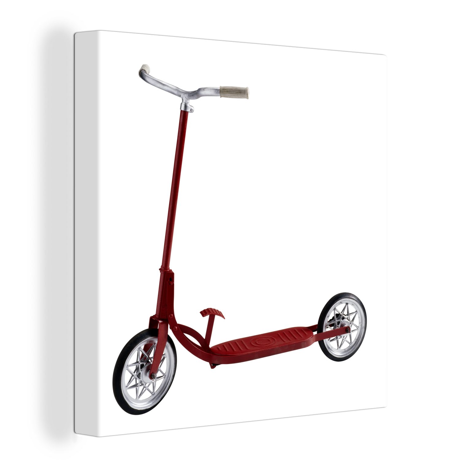 OneMillionCanvasses® Leinwandbild Nahaufnahme eines roten Motorrollers, (1 St), Leinwand Bilder für Wohnzimmer Schlafzimmer