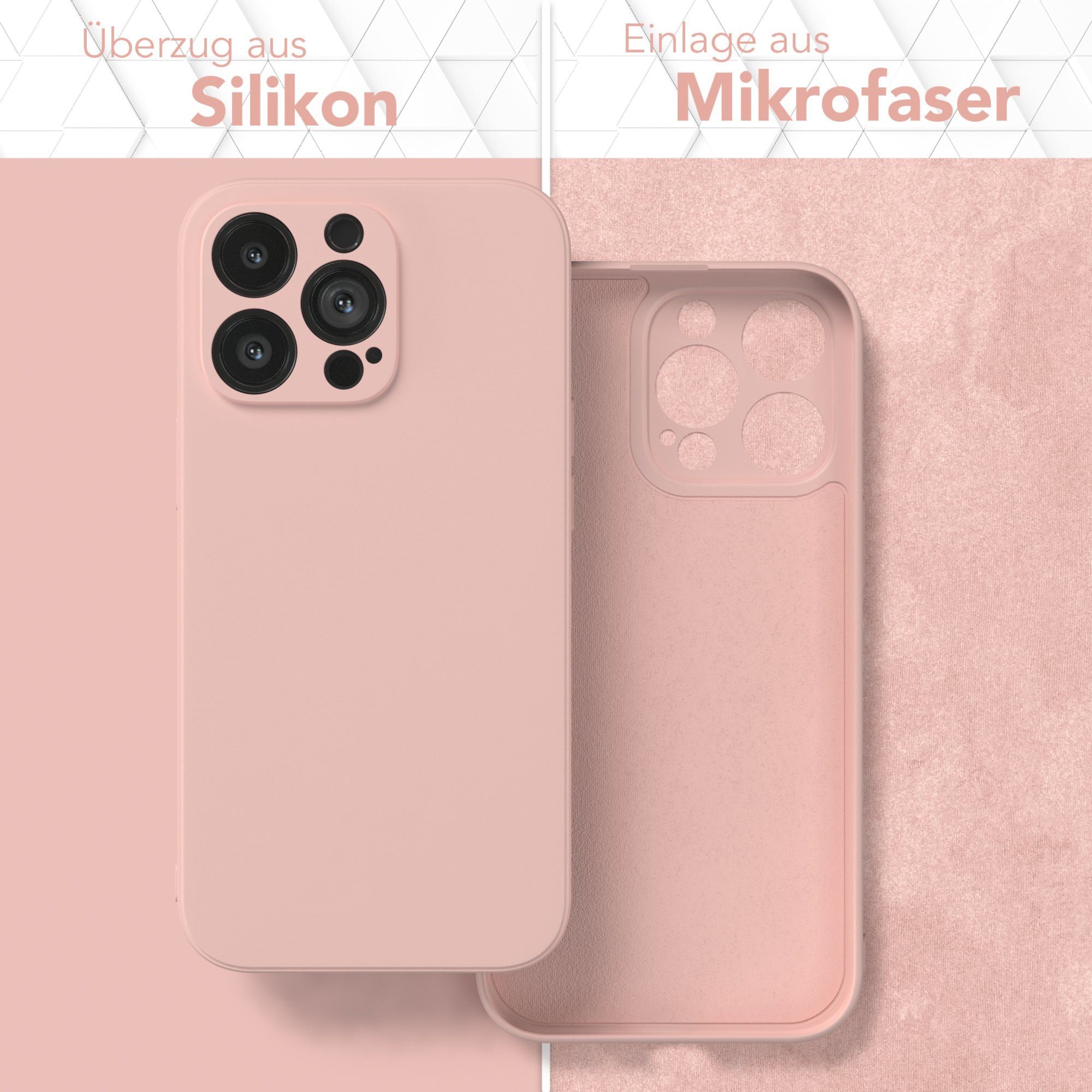EAZY CASE Handyhülle für Apple iPhone 13 Pro Hülle Silikon 6,1 Zoll, Hülle mit Kameraschutz Bumper Case silikonschutzhülle Rosa / Altrosa
