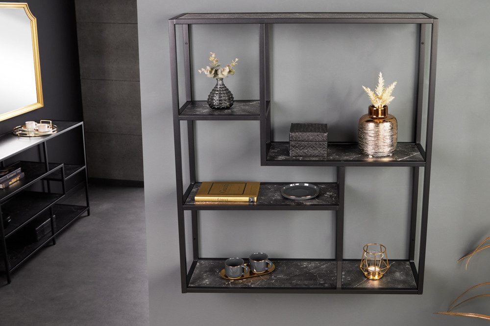 riess-ambiente Wandregal SLIM LINE 95cm graphit / schwarz, Einzelartikel 1-tlg., Wohnzimmer · Design · Metall · eckig · 5 Fächer · Industrial