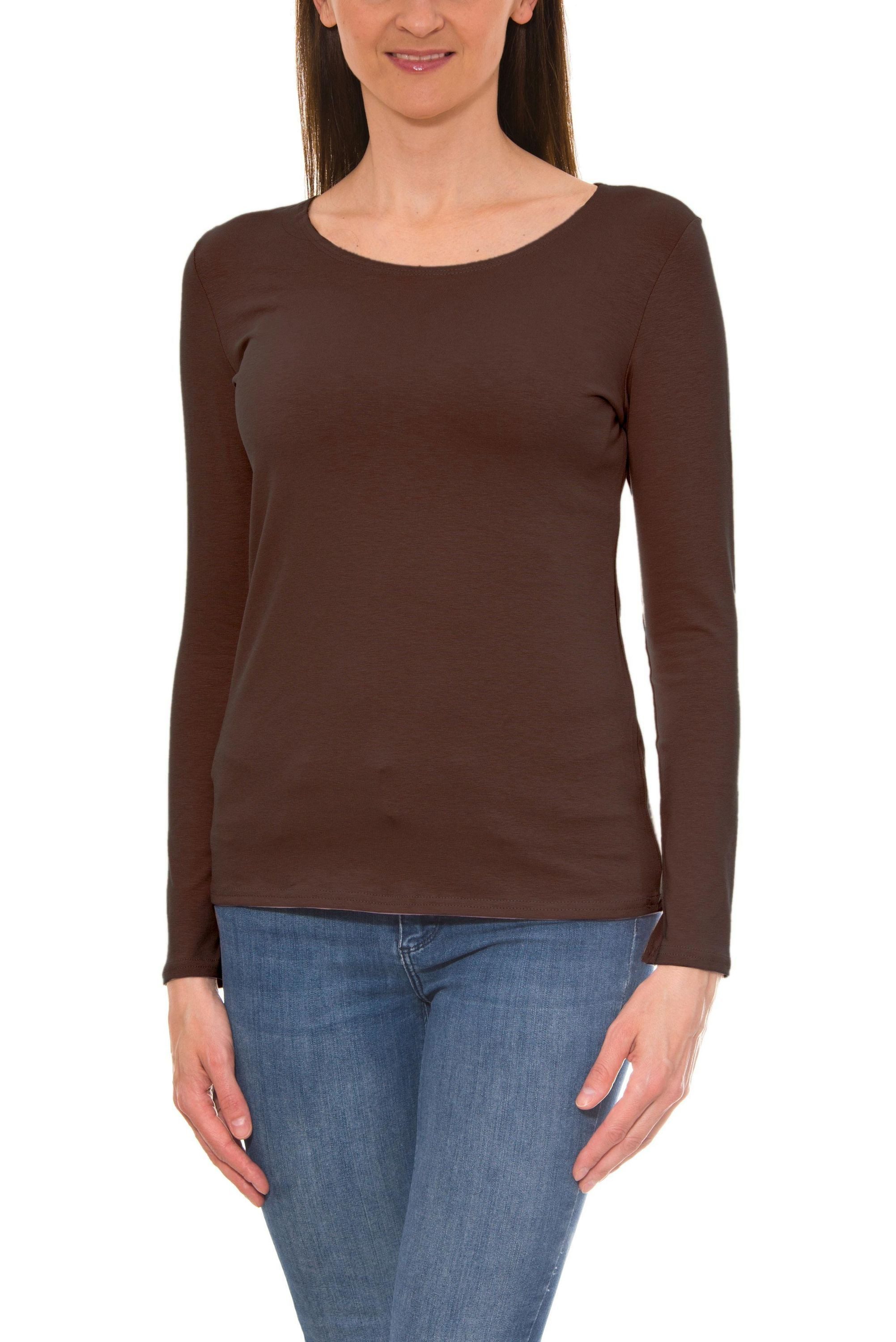 Alkato Longshirt Alkato Damen Langarm Shirt mit O-Ausschnitt