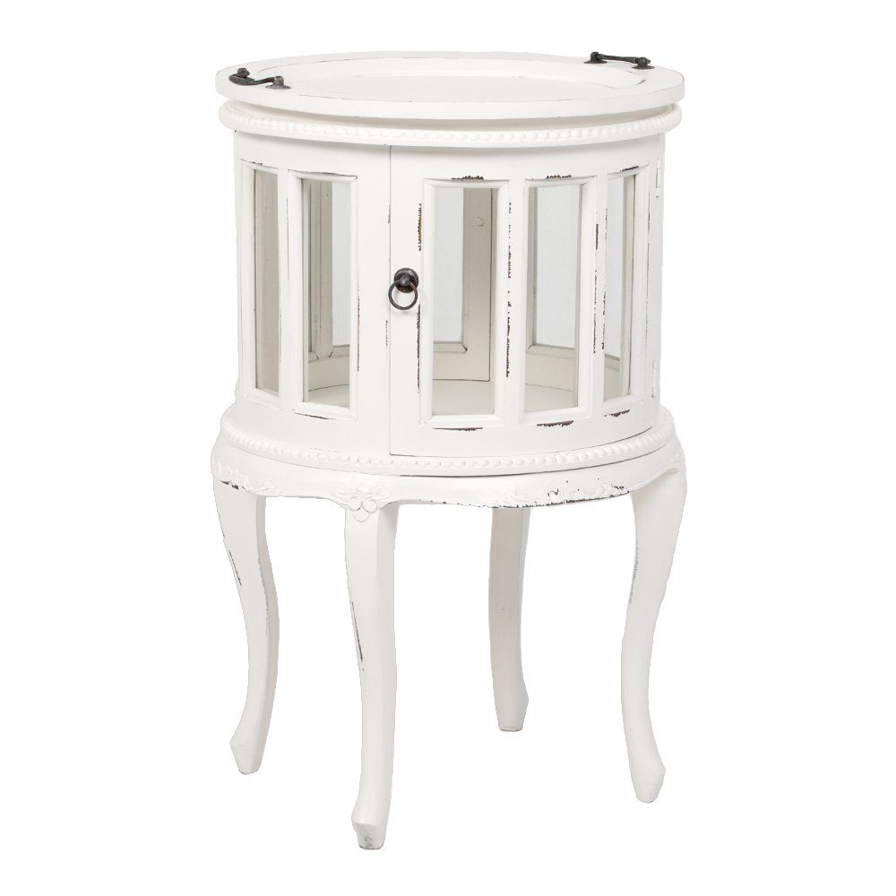 LebensWohnArt Mehrzweckschrank Landhaus Barschrank CORUNA-Rund 75cm Antique günstig online kaufen