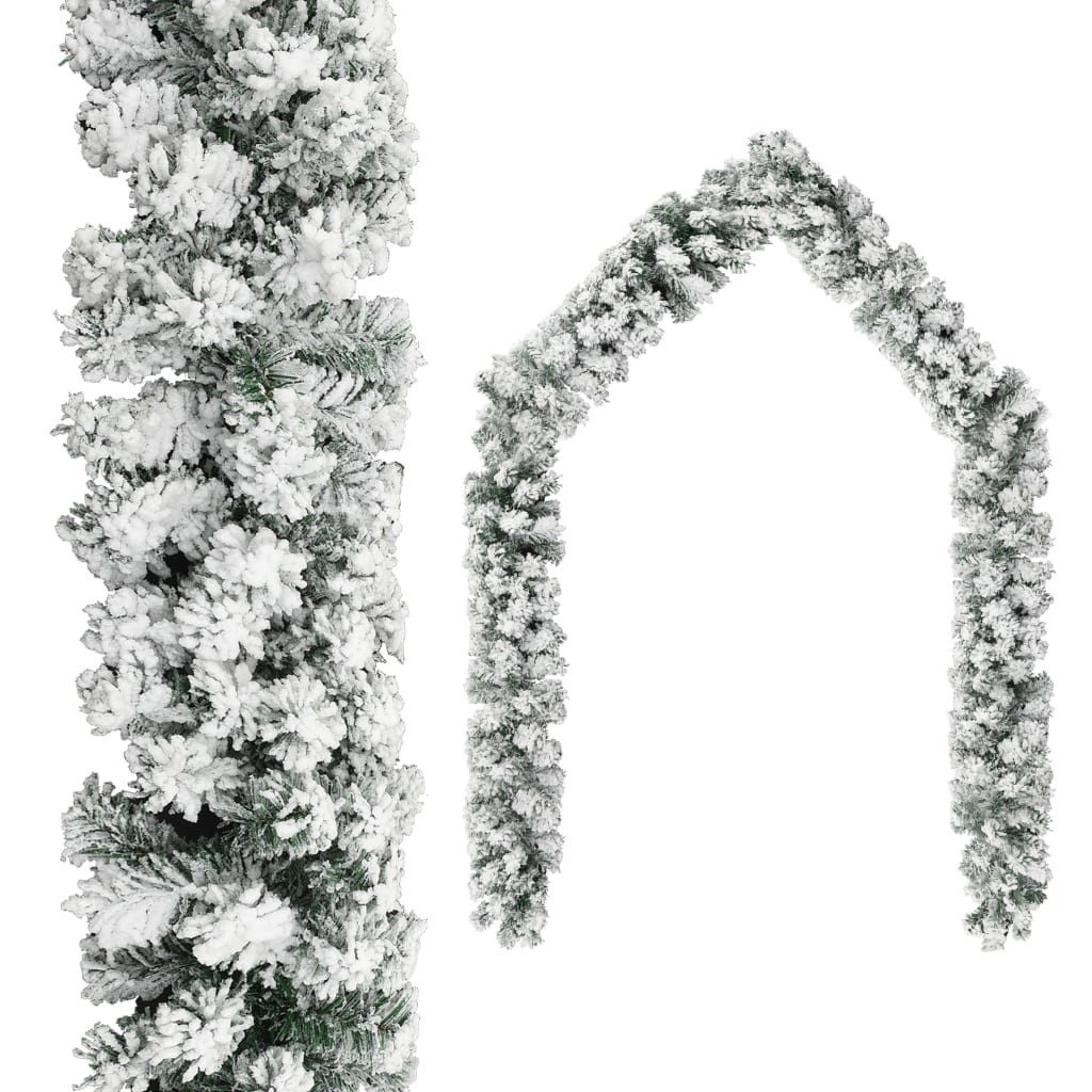 vidaXL Girlanden 20 m Weihnachtsgirlande mit Schnee Grün 20 m PVC
