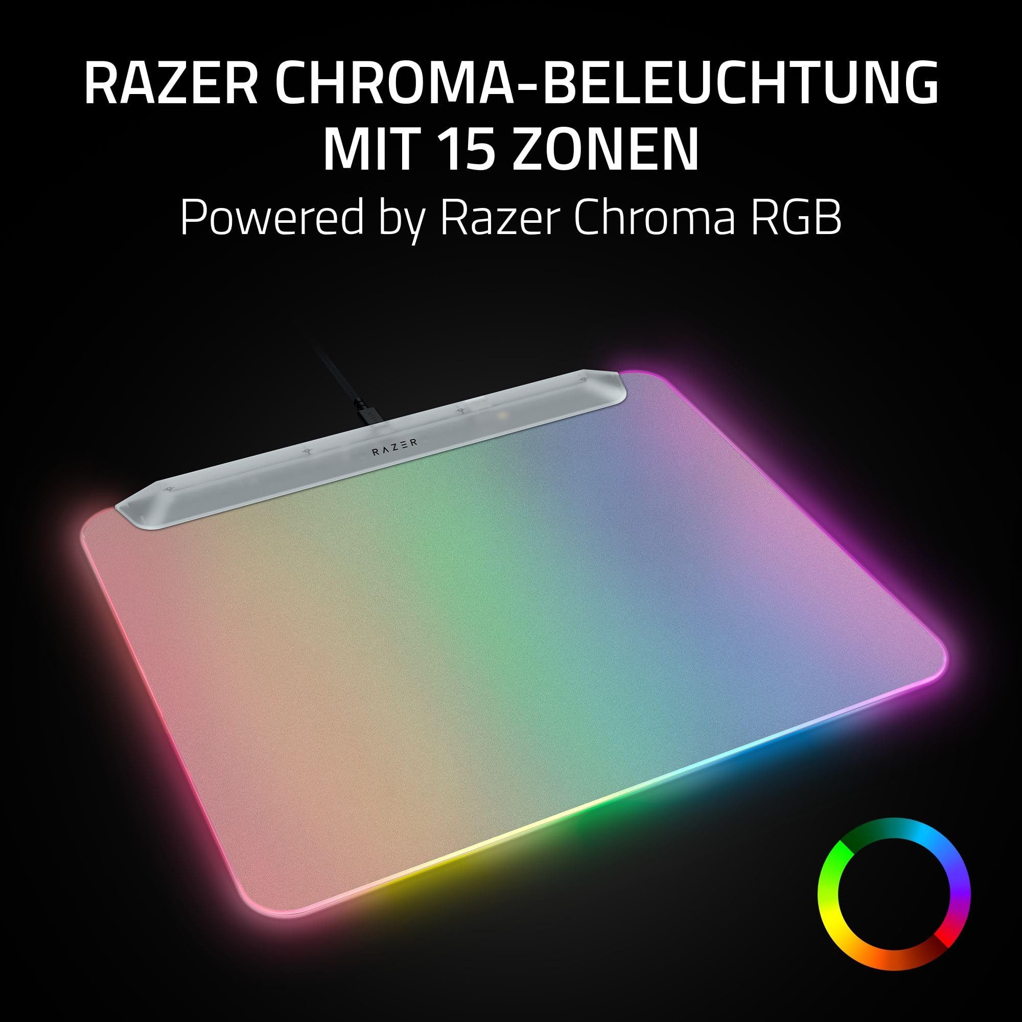 RAZER Mauspad Firefly V2 Pro Phantom White Edition, Abnehmbares USB-C-Kabel, Edge-to-Edge-Beleuchtung, Razer Chroma