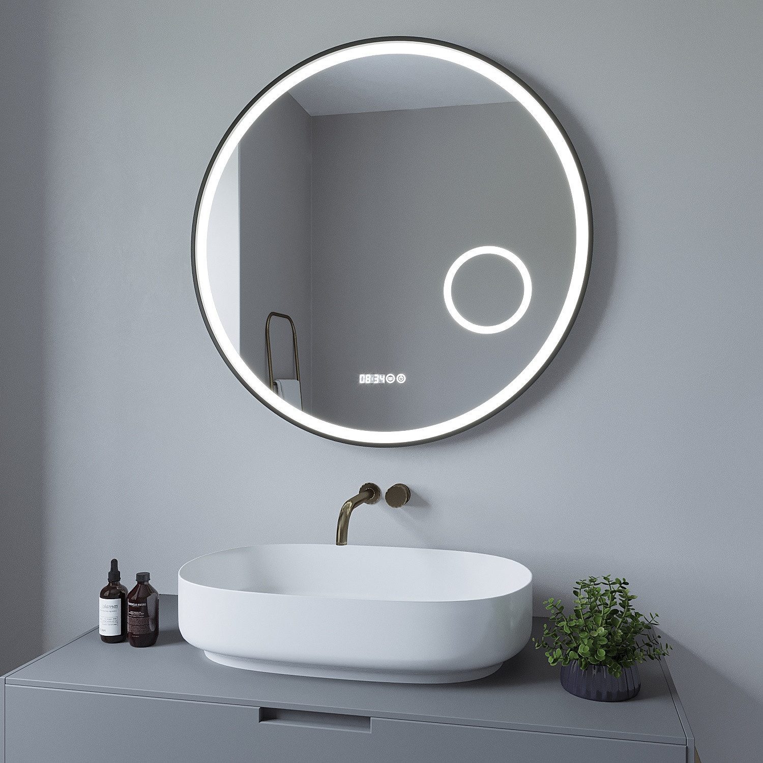 AQUALAVOS Badspiegel Rund Spiegel LED Badspiegel günstig online kaufen