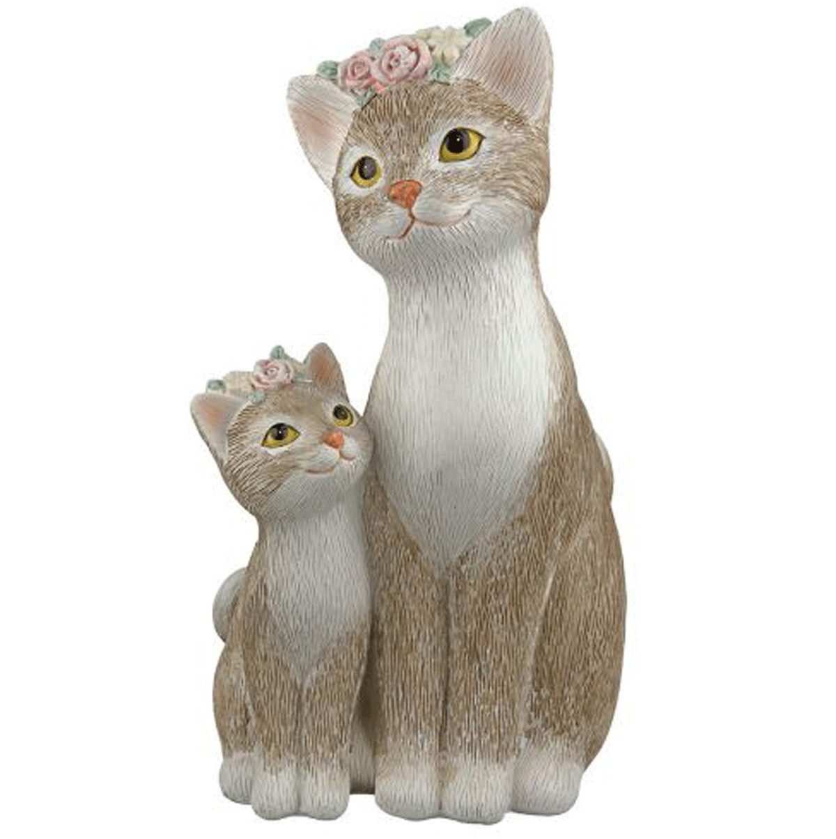 Steinnacher Bärbel Dekofigur Gilde Handwerk Poly Katze Nala mit Kind Blumenkranz (1 St)