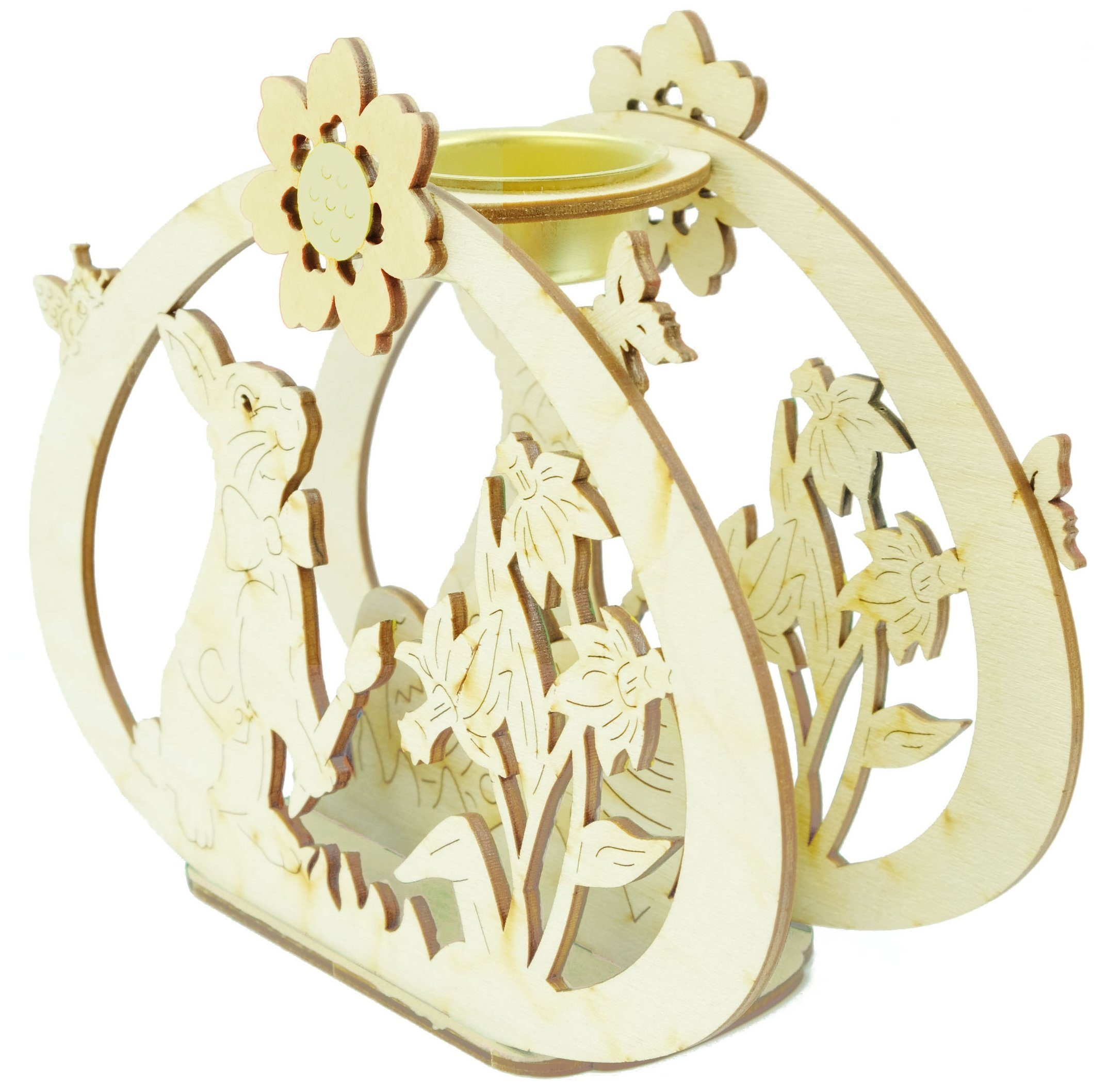 DeColibri Kreativset Bastelset Basteln Kinder Erwachsene Holz Osterdeko Hasenfamilie Maler, (Bastelset), Made in Germany, aus Holz, bemalbar