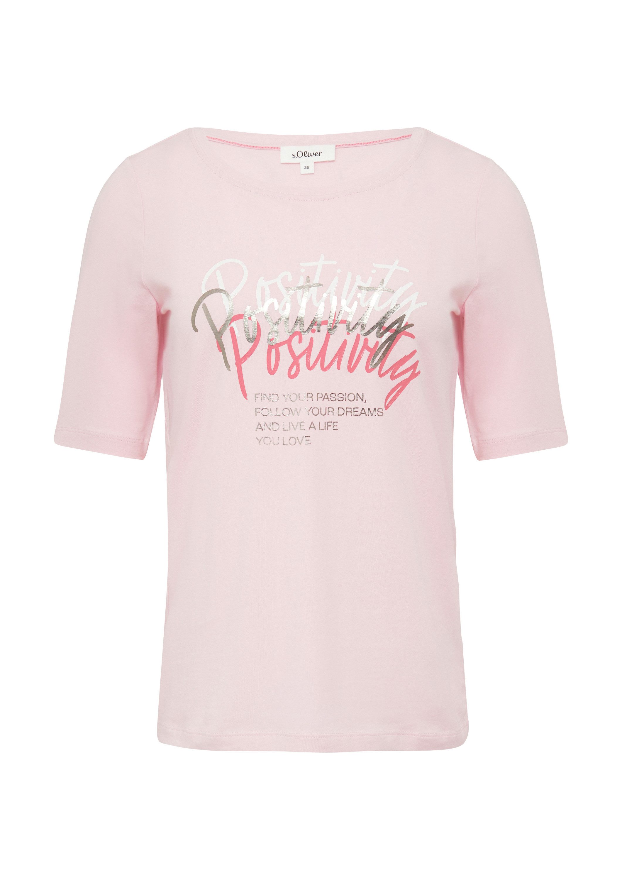 s.Oliver Kurzarmshirt T-Shirt Jersey-T-Shirt im Slim Fit mit Frontprint günstig online kaufen