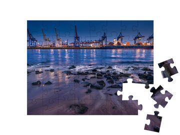 puzzleYOU Puzzle Hamburger Hafen bei Nacht, 48 Puzzleteile, puzzleYOU-Kollektionen