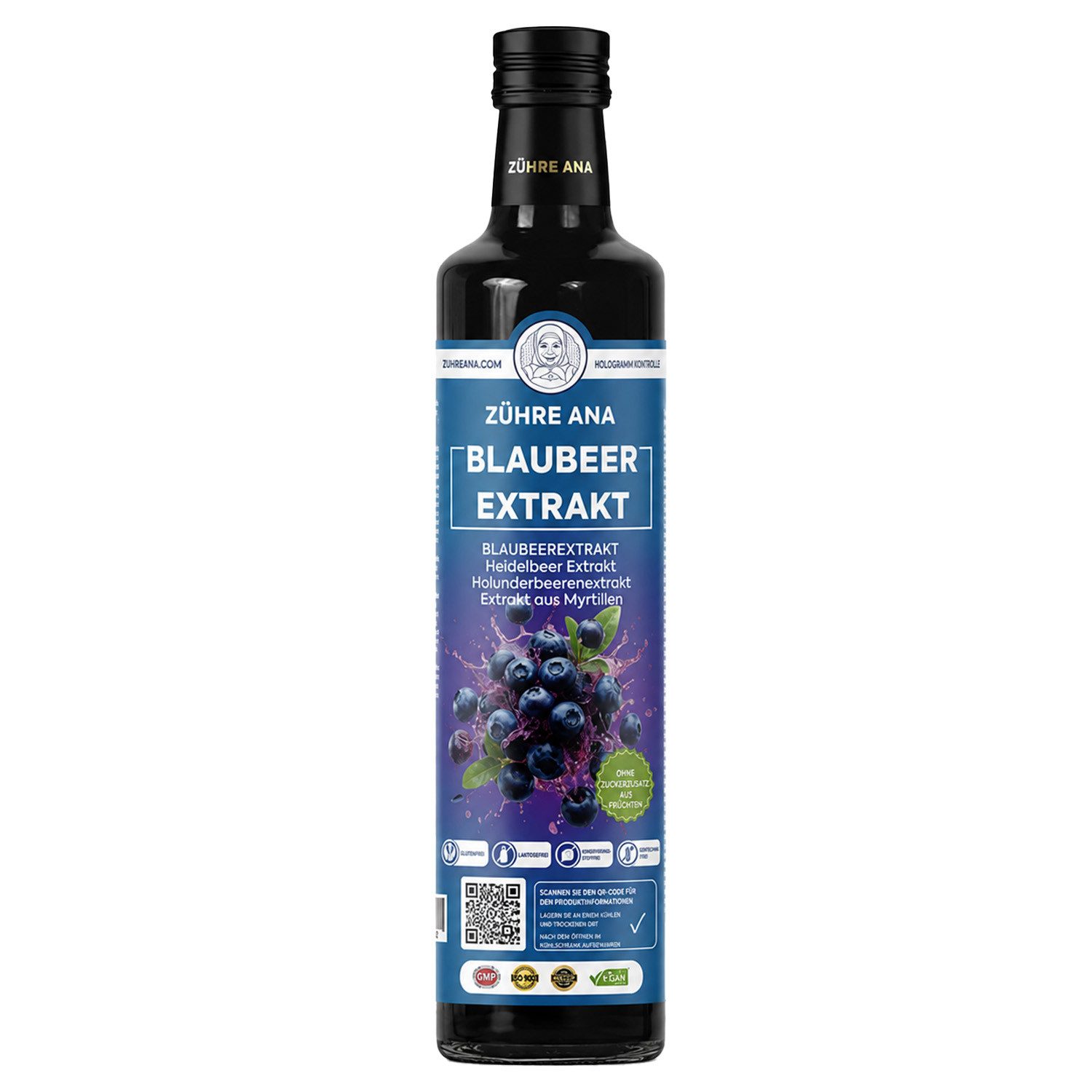 Zühre Ana® Sirup Blaubeerextrakt 640g–100 % Frucht, Konzentrat, Natürlich Aroma, 640 g, Natürliches Aroma und fruchtiger Geschmack Mischverhältnis: 1+5