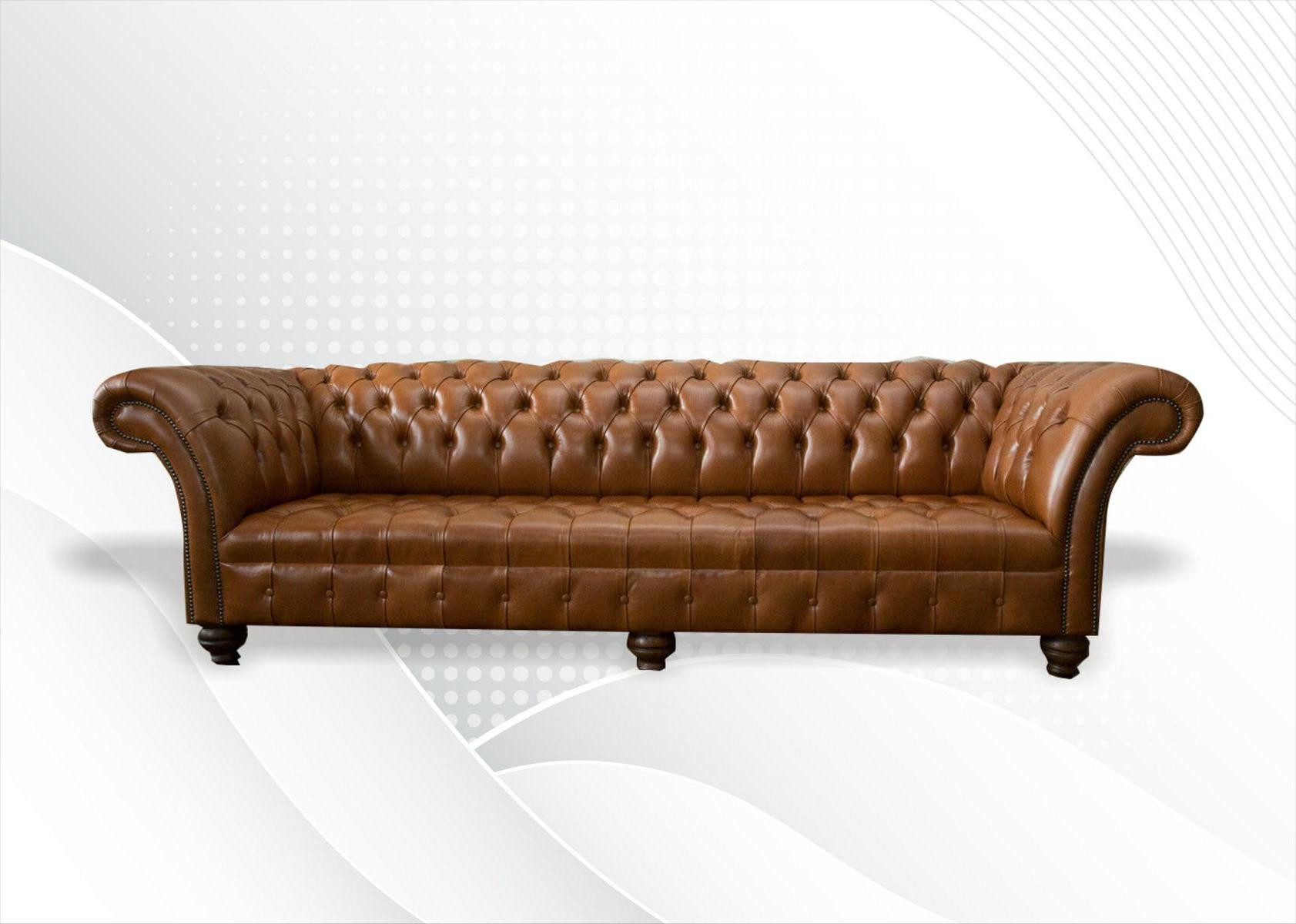Xlmoebel Big-Sofa Großes braunes Viersitzer-Sofa aus Leder Couch, Hergestellt in Europa