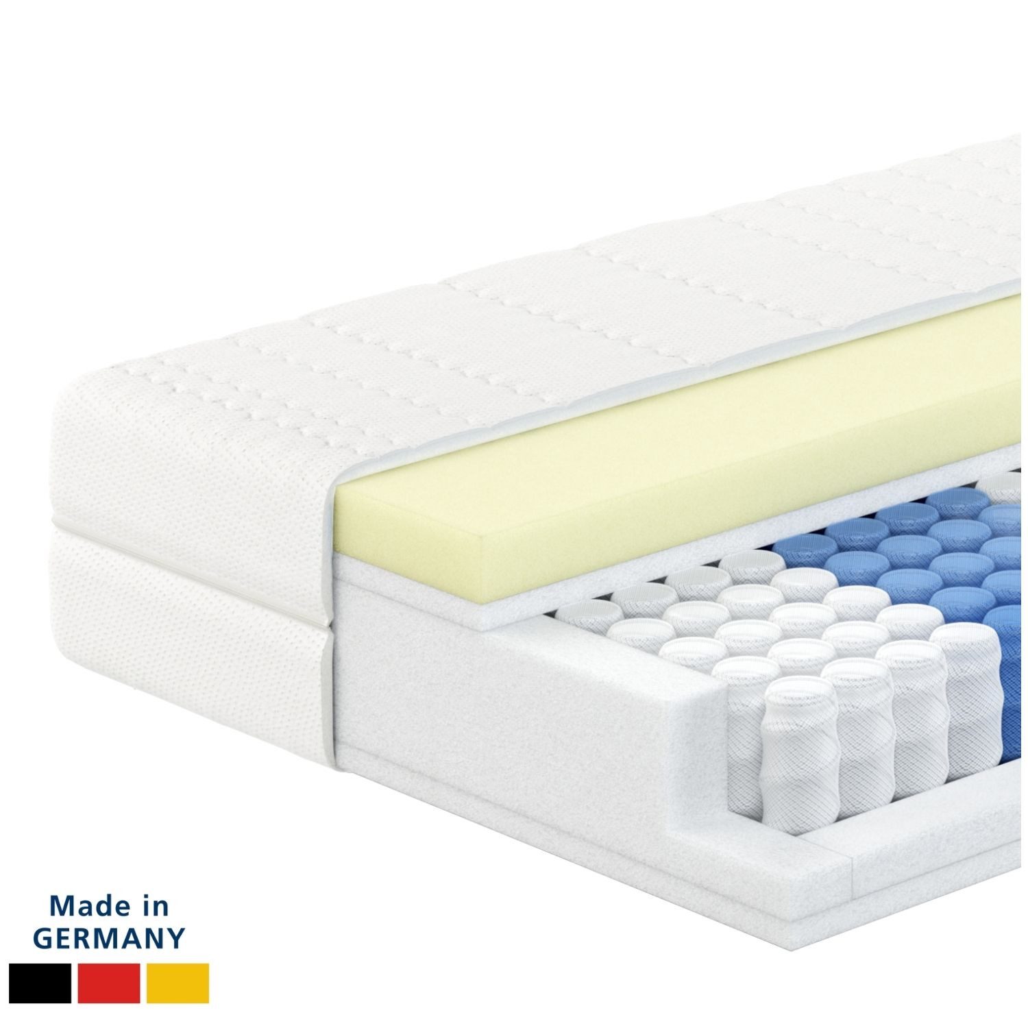 Taschenfederkernmatratze 7-Zonen Federkernmatratze mit Viscoschaum, Memory Foam, Visco-Matratze, AM Qualitätsmatratzen, 24 cm hoch, 90x200 cm