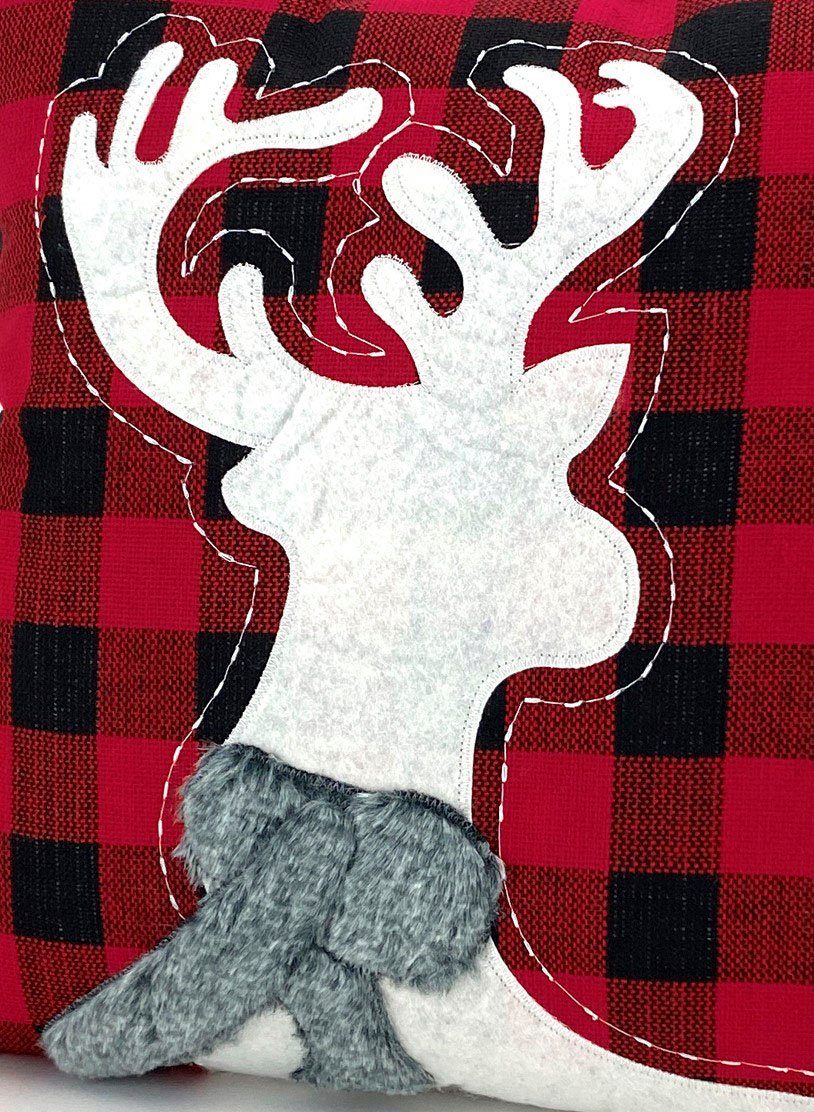 Weckbrodt Dekokissen Elch, mit Vlies- und Felleinsatz, Kissenhülle ohne Füllung, 1 Stück