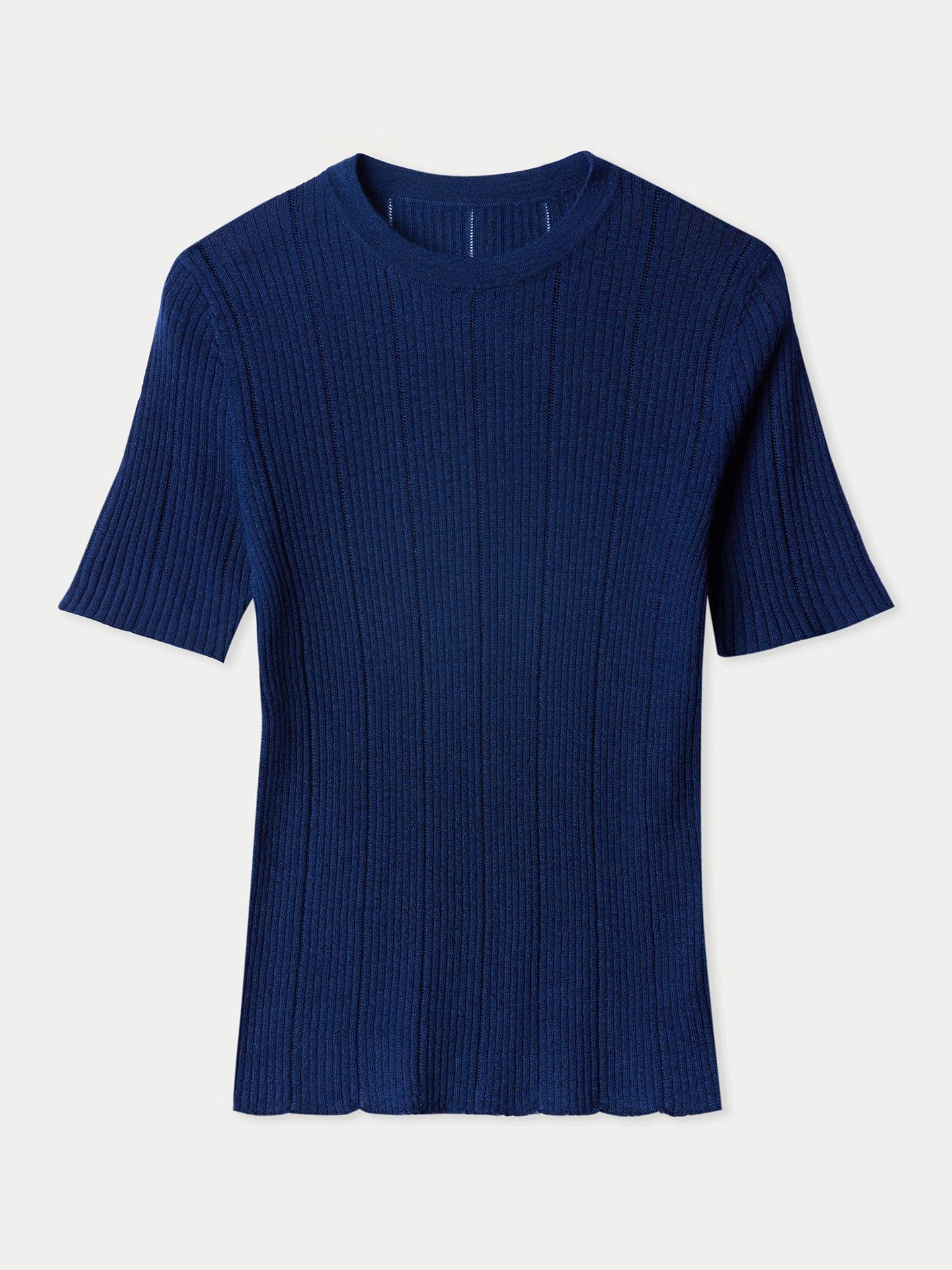 GOBI Cashmere T-Shirt Ajourstrick Top aus Kaschmir-Seide