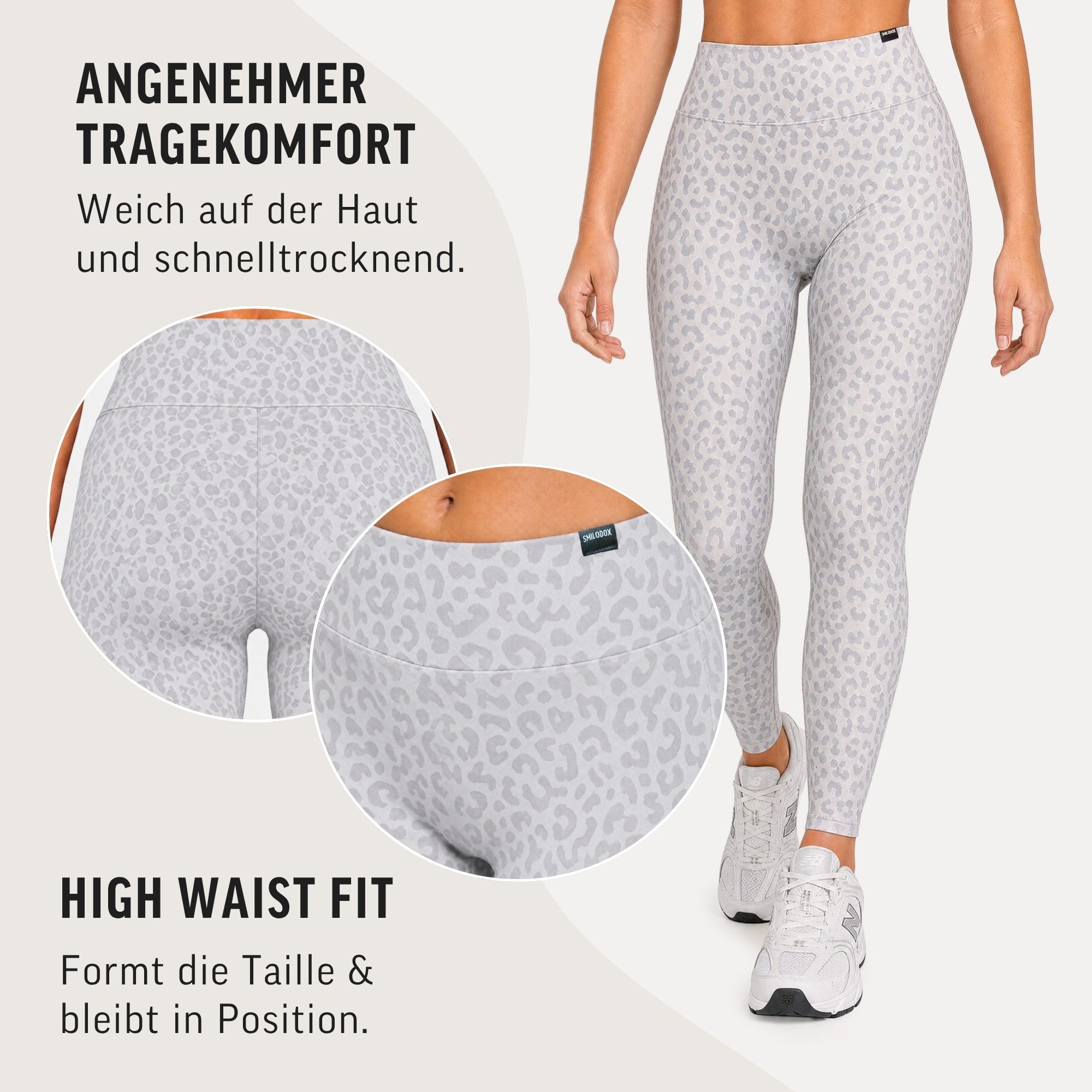 Smilodox Leggings Velvara, Leo-Muster, High Waist Sporthose, für Gym & Yoga 4-Wege-Stretch, blickdicht, schnelltrocknend, Kontur-Nähte – Bild 5 von 5