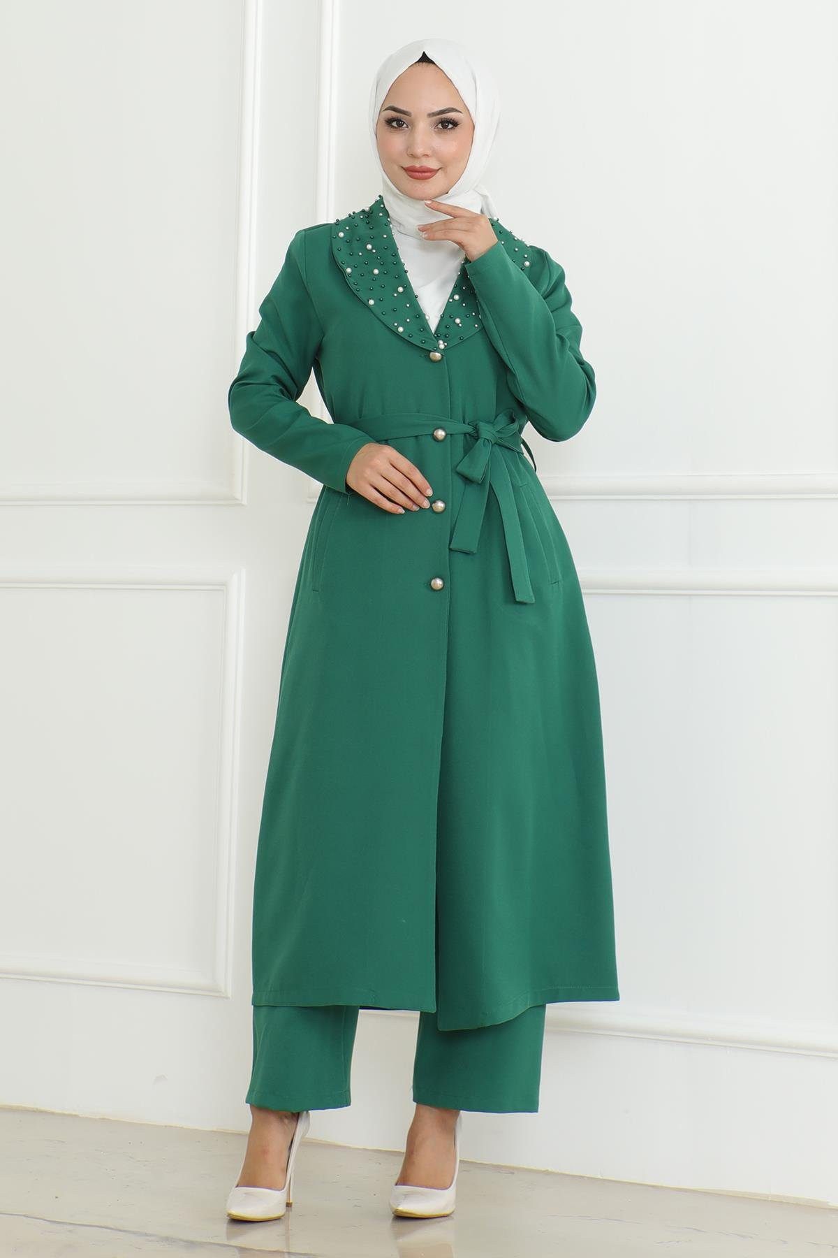 MODAMİHRAM Tunika İnci Detail Set Smaragd 19216