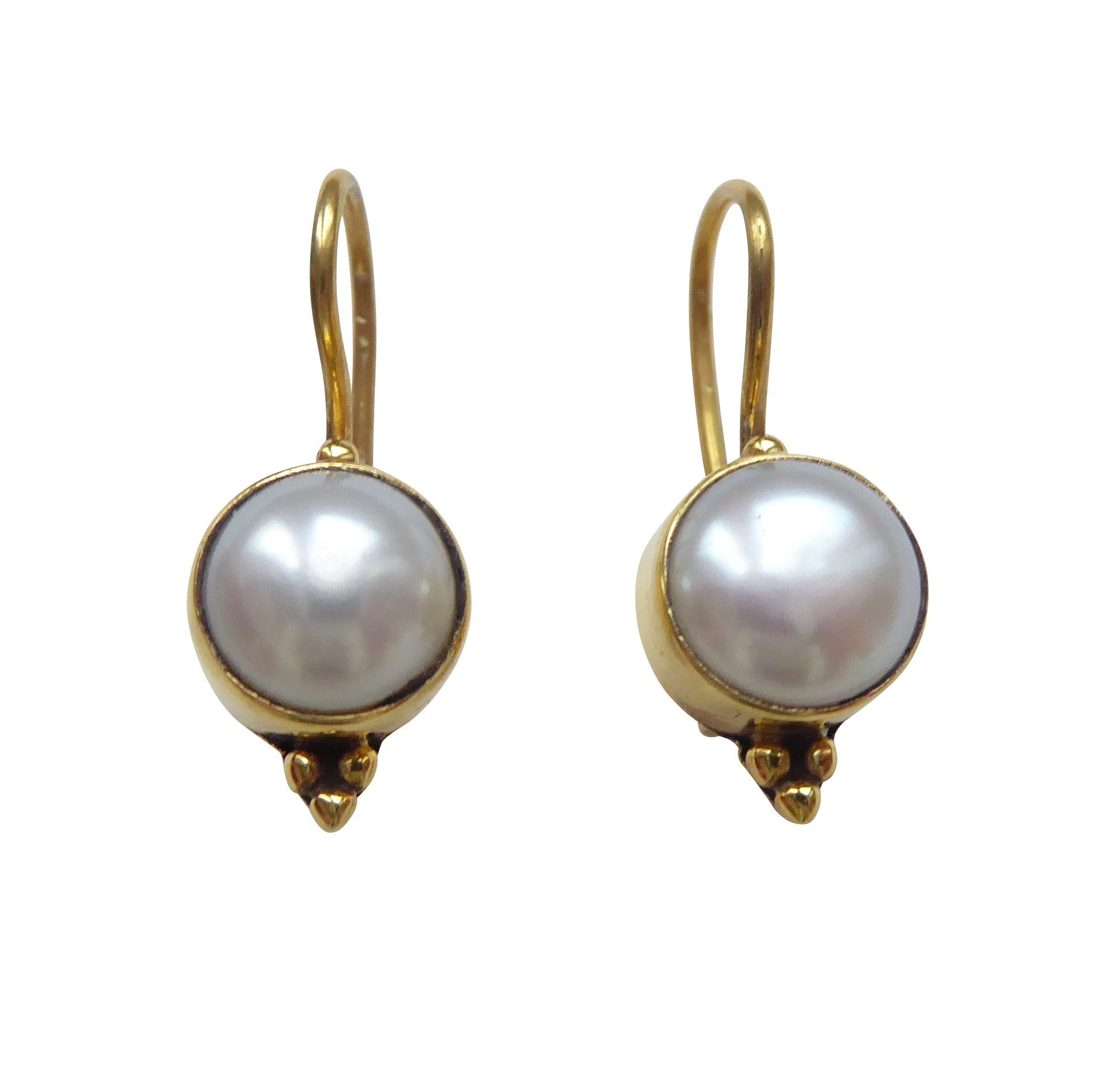 Mugello Paar Ohrhänger Delia Süßwasserperle Basic-Ohrringe Konfirmation klassisch, Handarbeit aus kleiner florentinischen Manufaktur, Vintageschmuck