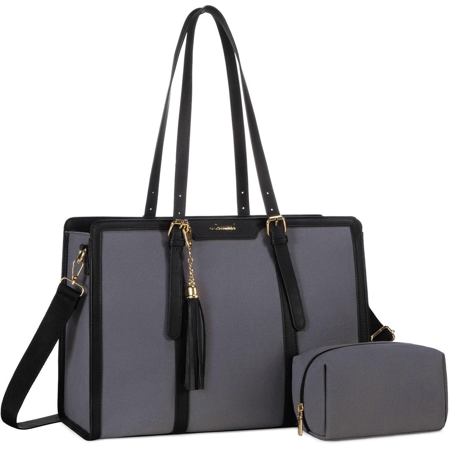 LuxusKollektion Laptoptasche Notebook Tasche 15.6 Zoll Damen Handtasche Canvas Shoulder Bag groß A4