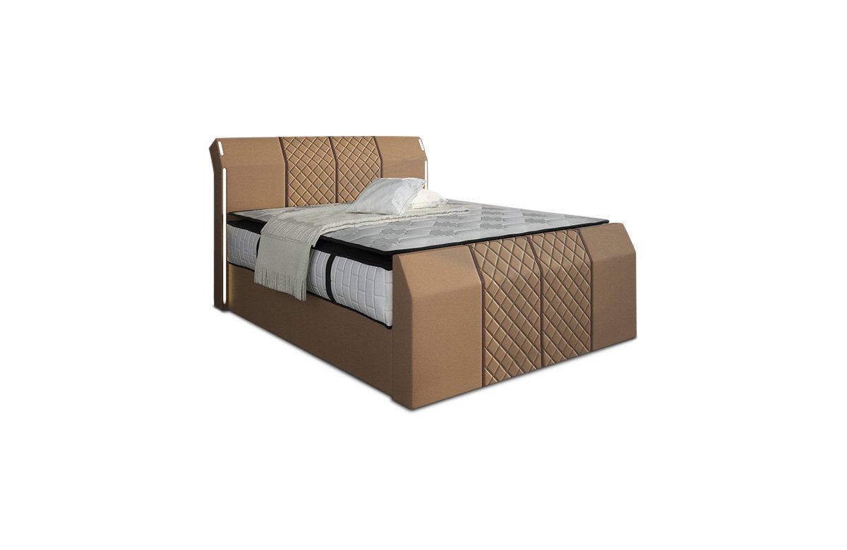 Sofa Dreams Boxspringbett Paris inkl. Matratze & Topper mit LED-Beleuchtung, Bett mit Kunstleder Premium Bezug und in versch. Liegemaßen