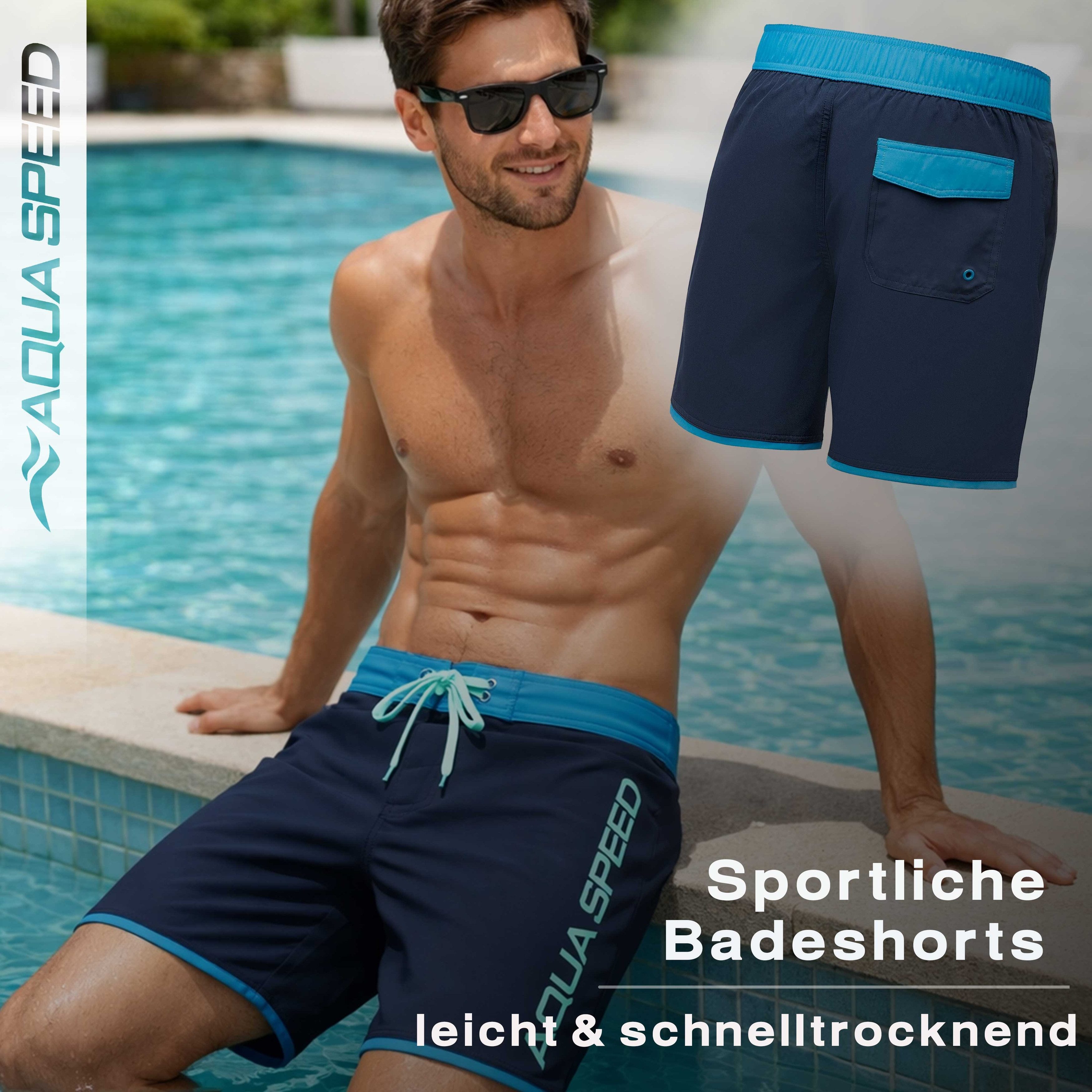 Aqua Speed Boardshorts (EVAN Badeshorts Badehose Strandhose Schwimmhose Männer) Angenehmes Material bietet hohen Tragekomfort bei warmem Wetter
