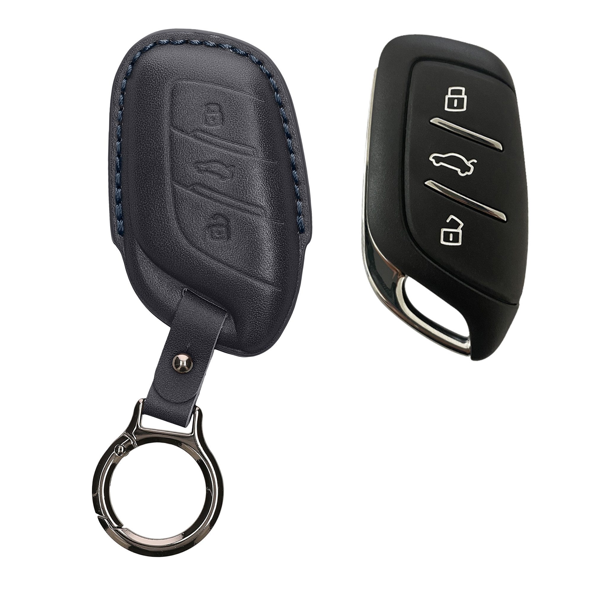 kwmobile Schlüsseltasche Hülle für MG 3-Tasten ZS MG4 MG5 MG6 (1-tlg), Premium Leder Autoschlüssel Schlüssel Tasche