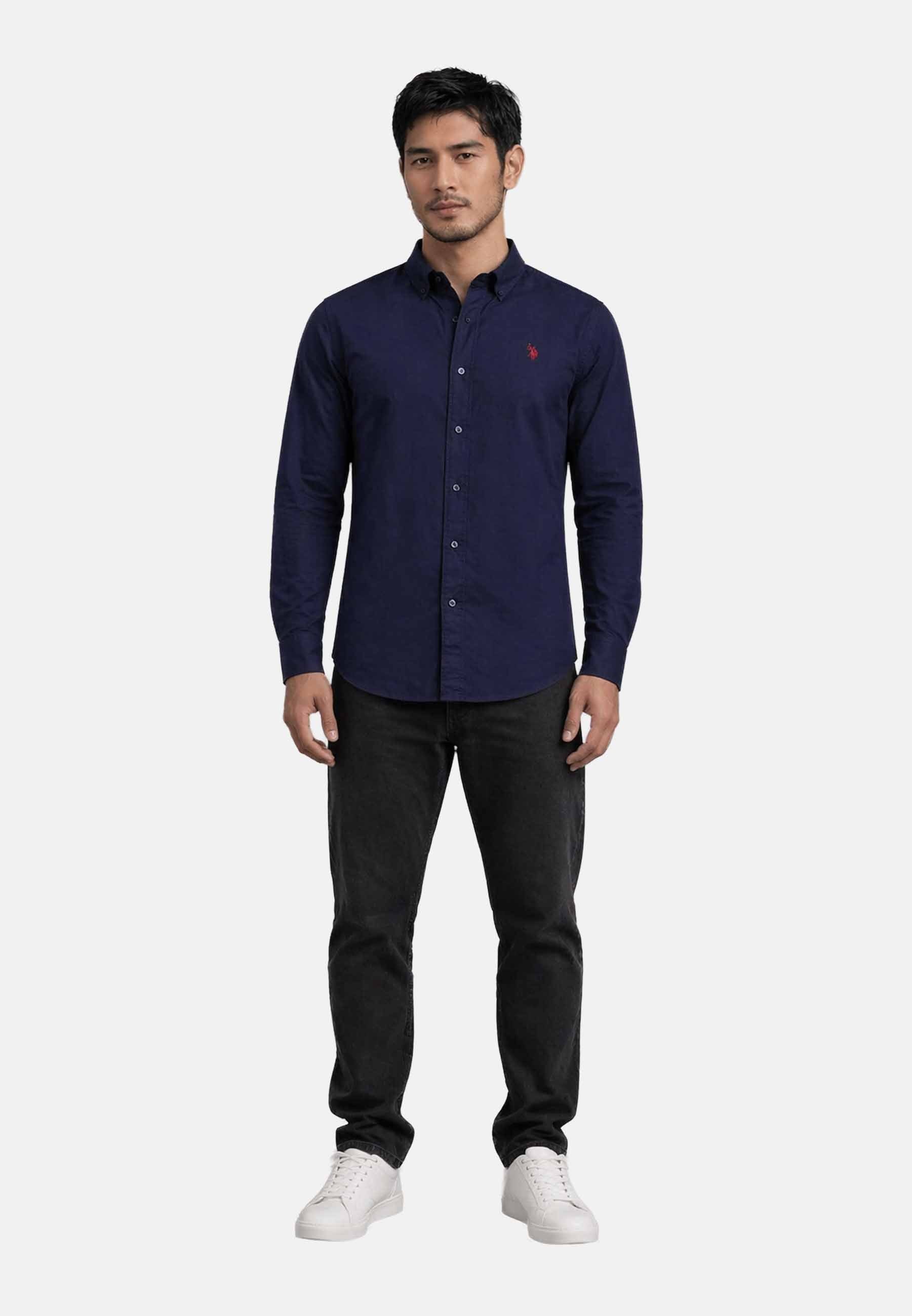 U.S. Polo Assn. Langarmhemd USDeclaan Herren Baumwolle – Langarmhemd mit Button-Down-Kragen Klassisches Baumwollhemd mit Knopfleiste und Logostickerei