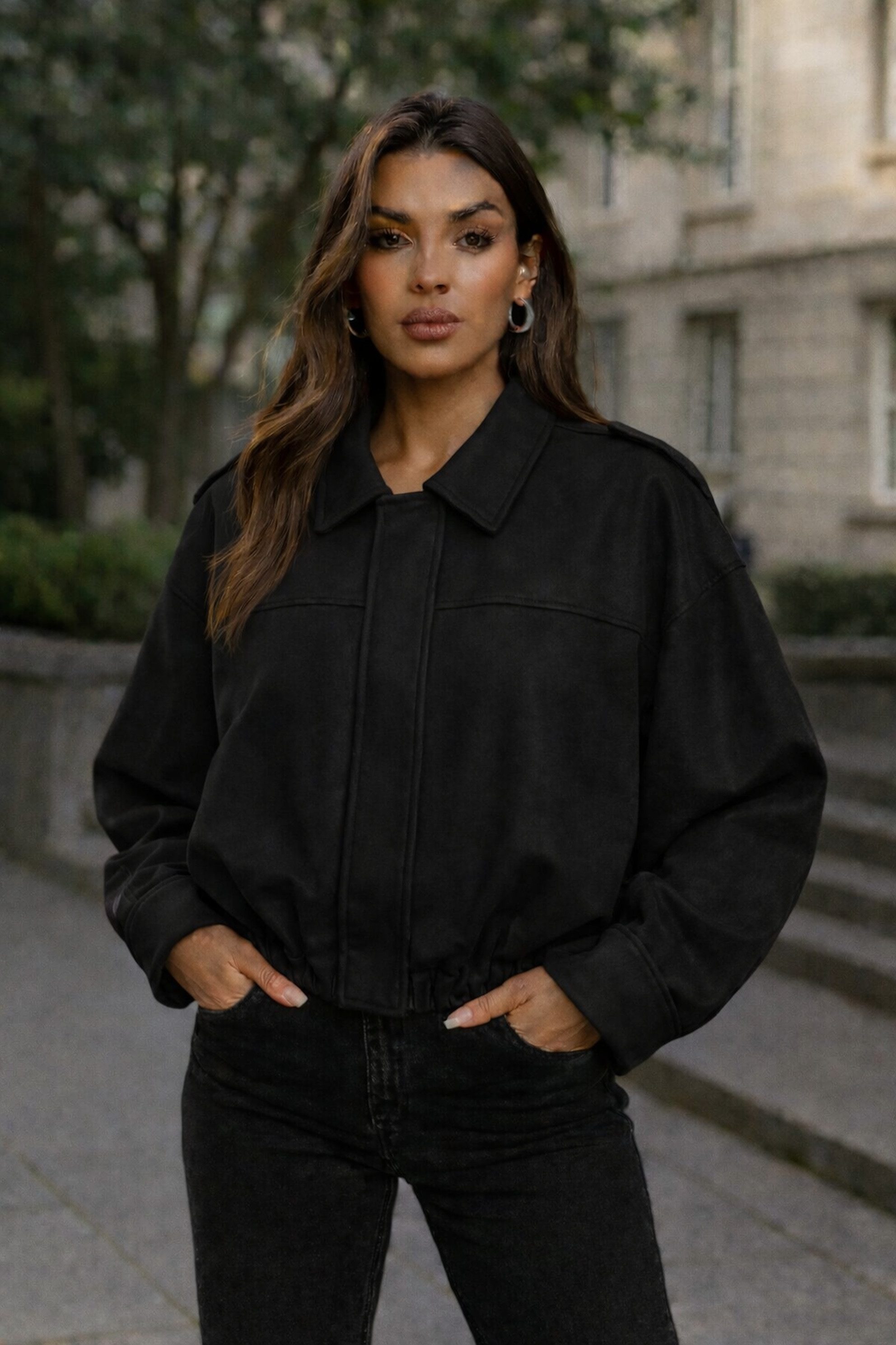 Worldclassca Lederimitatjacke Worldclassca Wildlederoptik Bomberjacke Zip Trench Übergangs Blouson Neue Kollektion - Stilvolle und gemütliche Mode für Damen