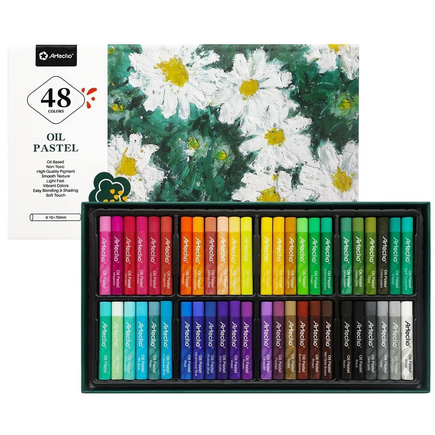 LuxusKollektion Malkreide Ölpastellkreide Set 48er, lichtechte Farben, Sanfte Berührung, Mischen