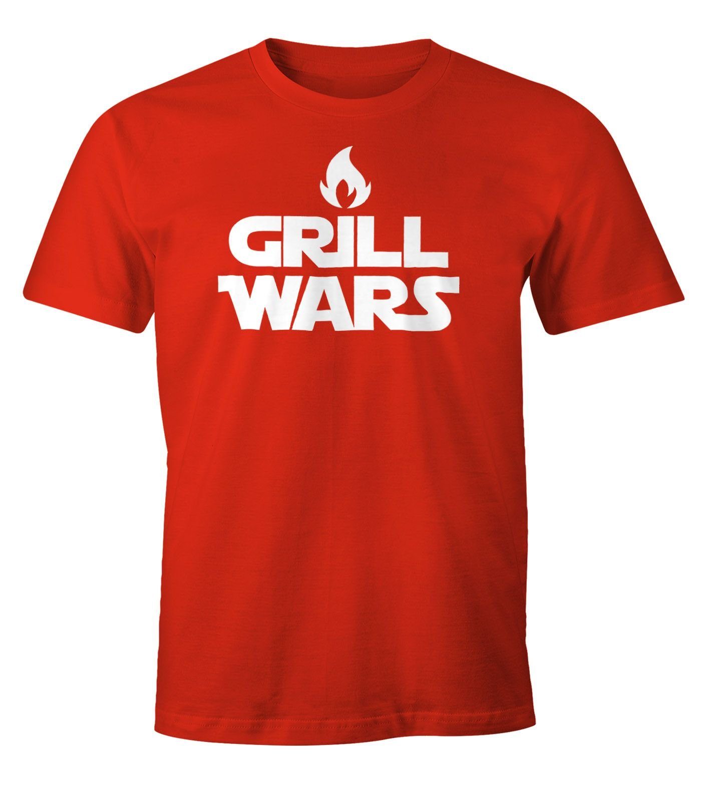 MoonWorks Print-Shirt Herren T-Shirt Grill Wars Fun-Shirt Moonworks® mit Print rot