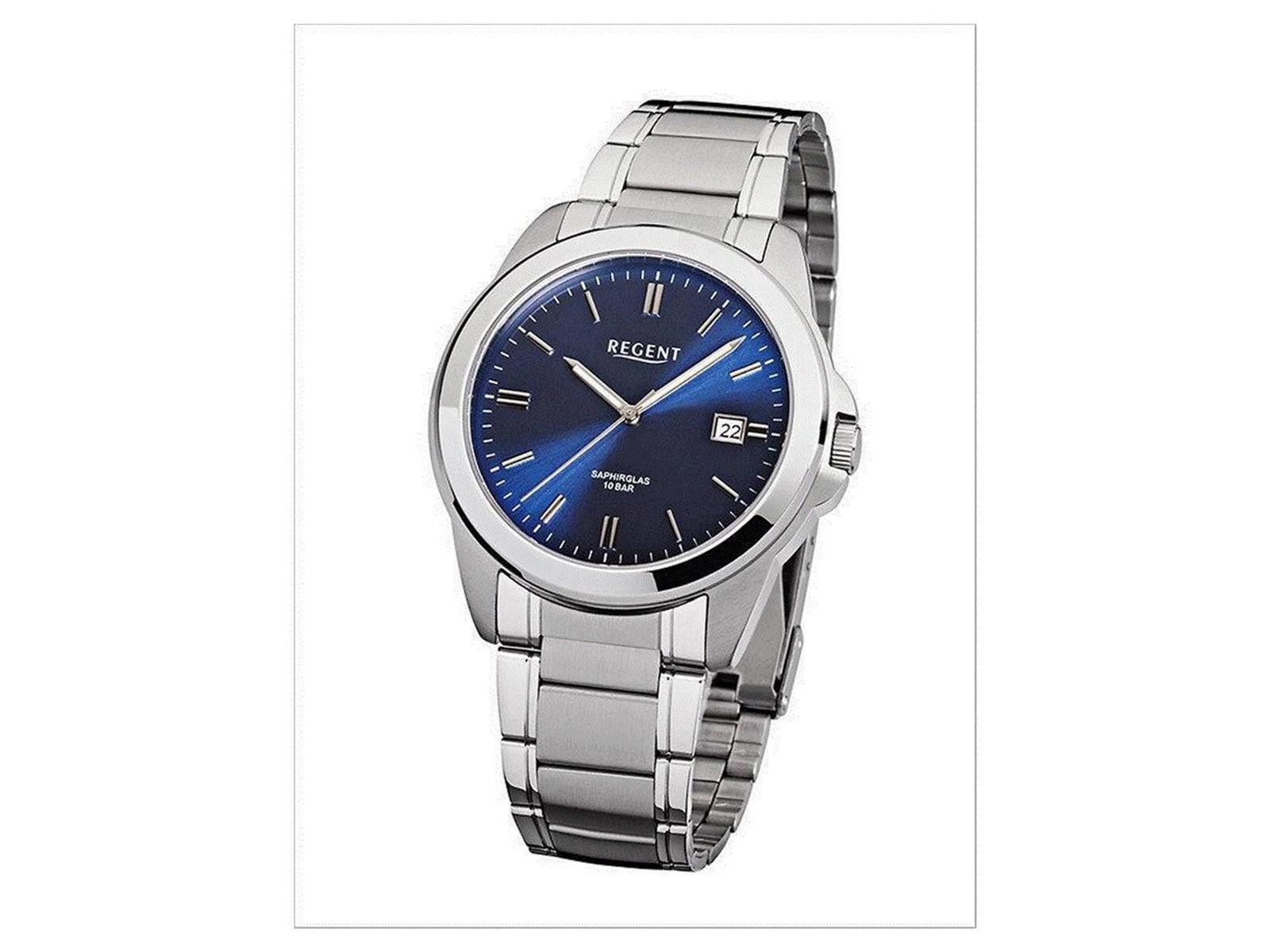 Regent Quarzuhr Regent Herren-Armbanduhr XL Analog Quarz Edelstahl