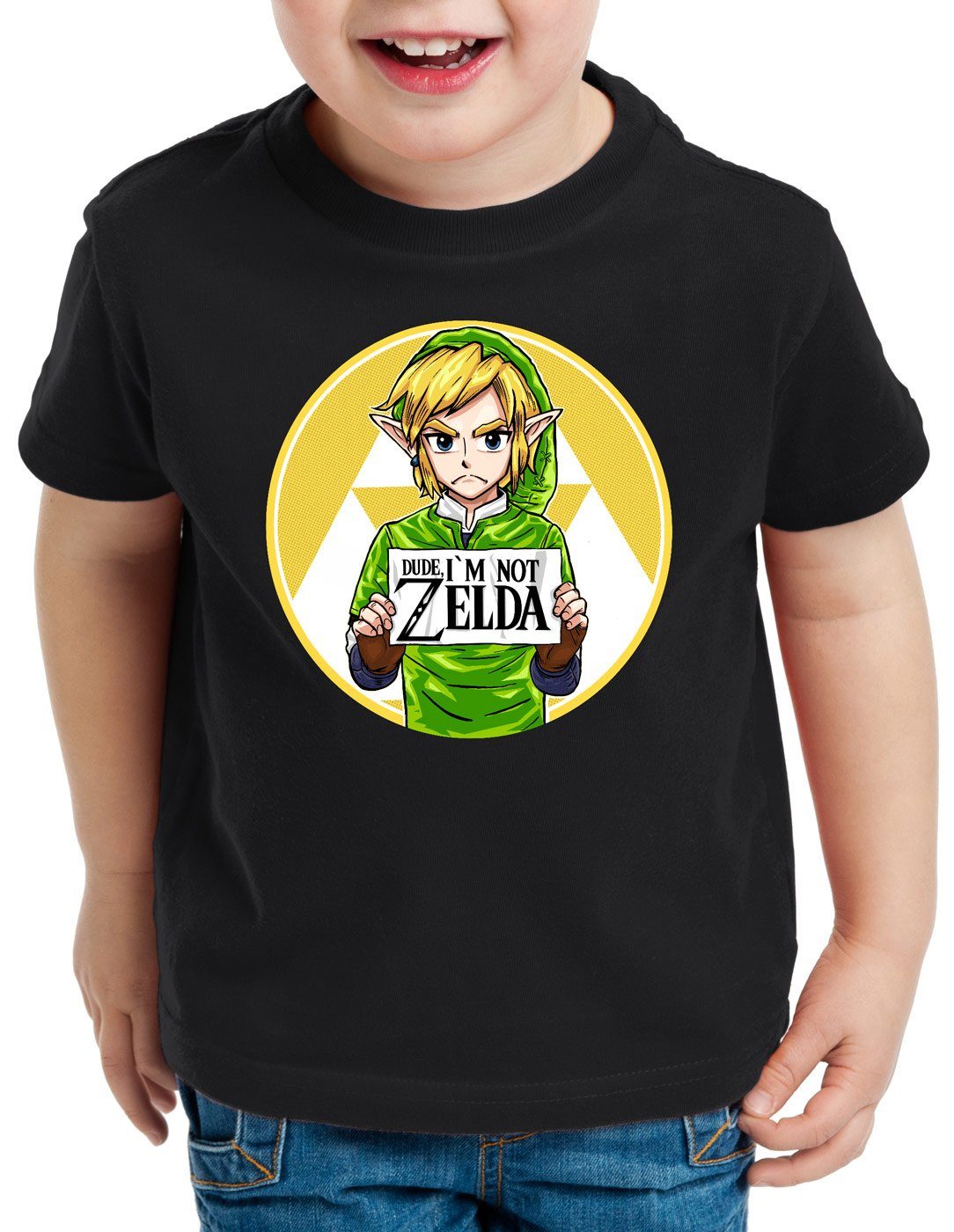 style3 Print-Shirt Kinder T-Shirt I am not Zelda T-Shirt für link prinzessin switch schwarz